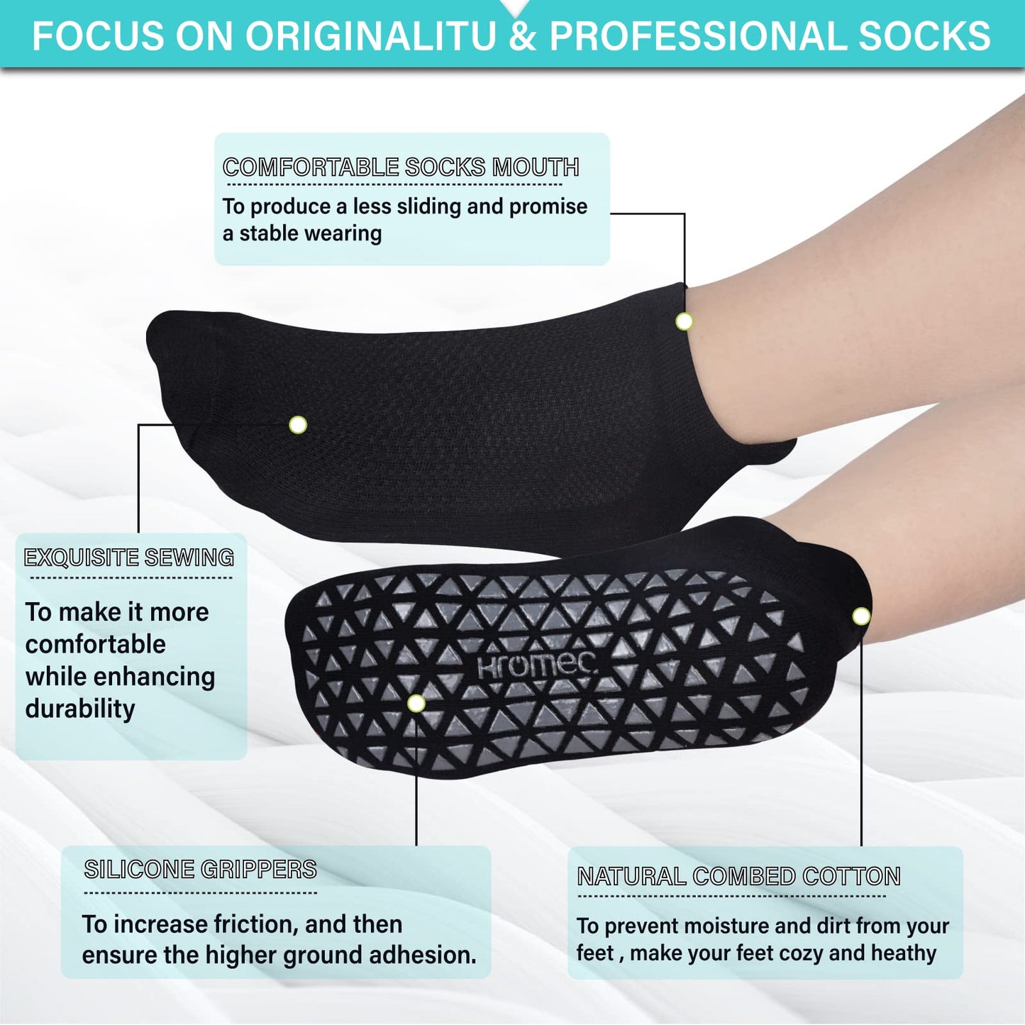 Non Slip Yoga Socks with Grips Anti Skid  Sz M Womens Shoe size 7.5  Pilates - Opticdeals