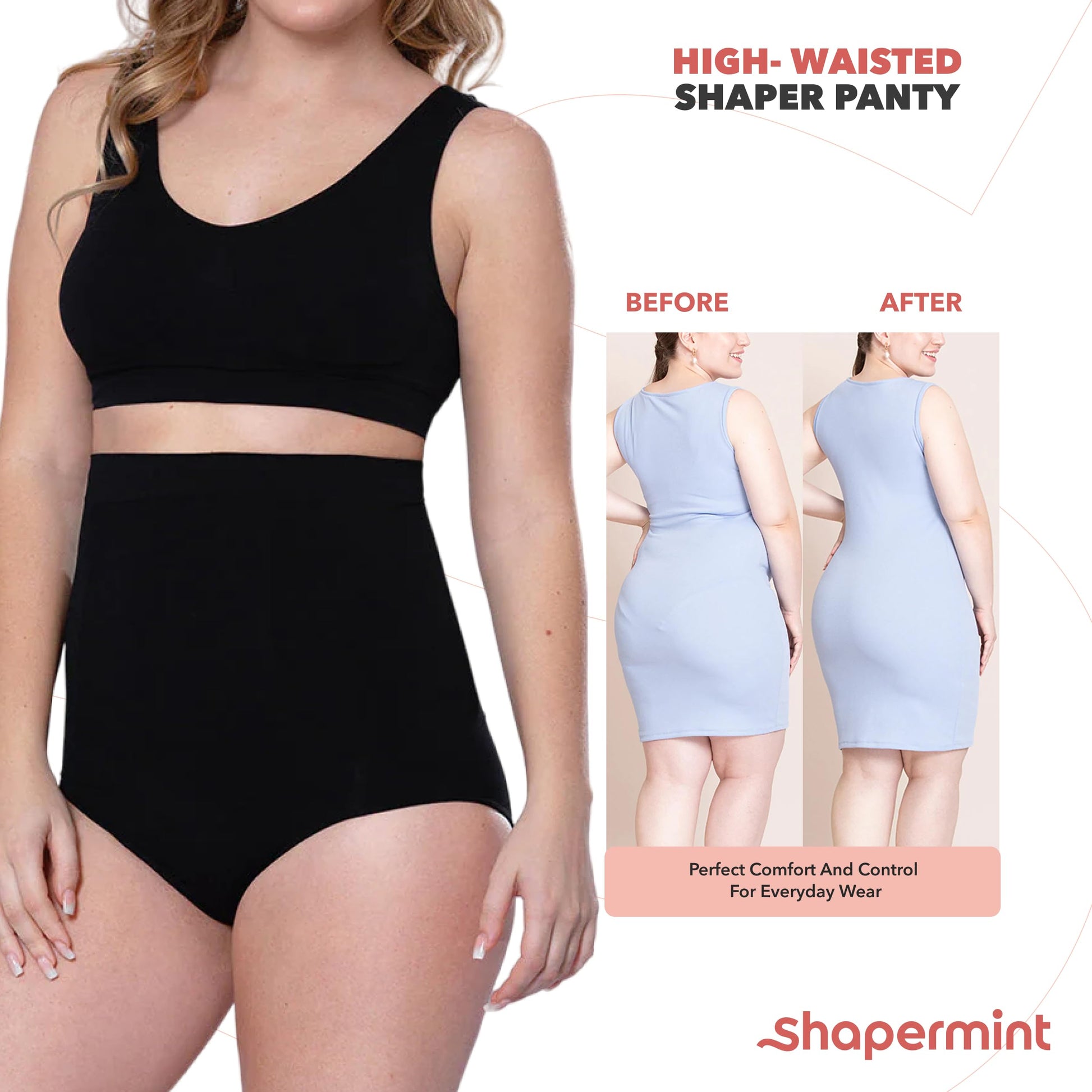 SHAPERMINT Body Shaper Tummy Control Panty Shapewear for Women Black - Opticdeals