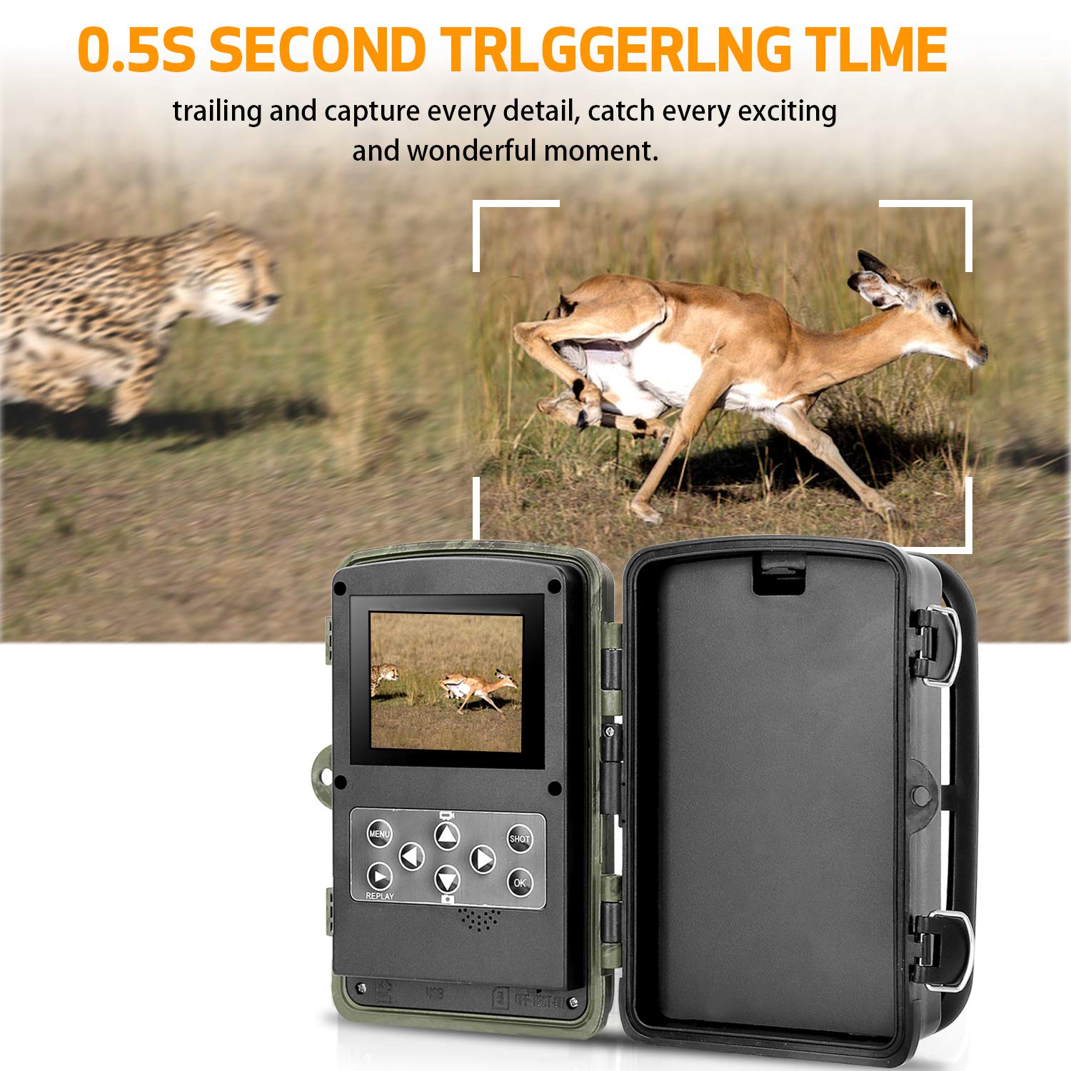 Trail Camera 16MP 1080P Full HD Hunting Camera 0.3S Trigger Time with Infrared Night Vision up to 85ft/25m IP65 Waterproof for Wildlife Animal Monitoring Home Security - Opticdeals