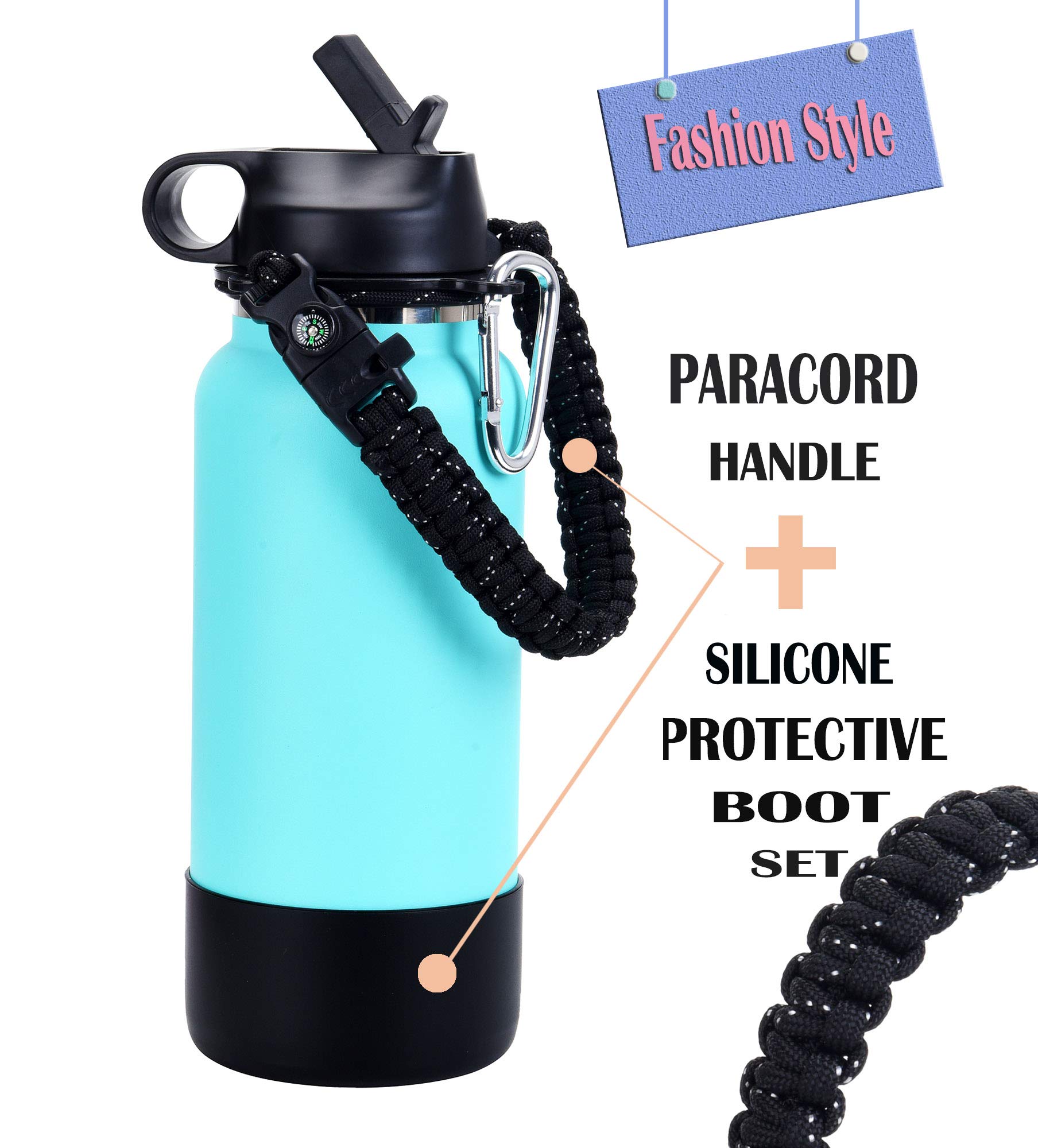 LX-SUNCX Paracord Handle for Hydro Flask 2.0 Wide Mouth Water Bottles(12 to - Opticdeals