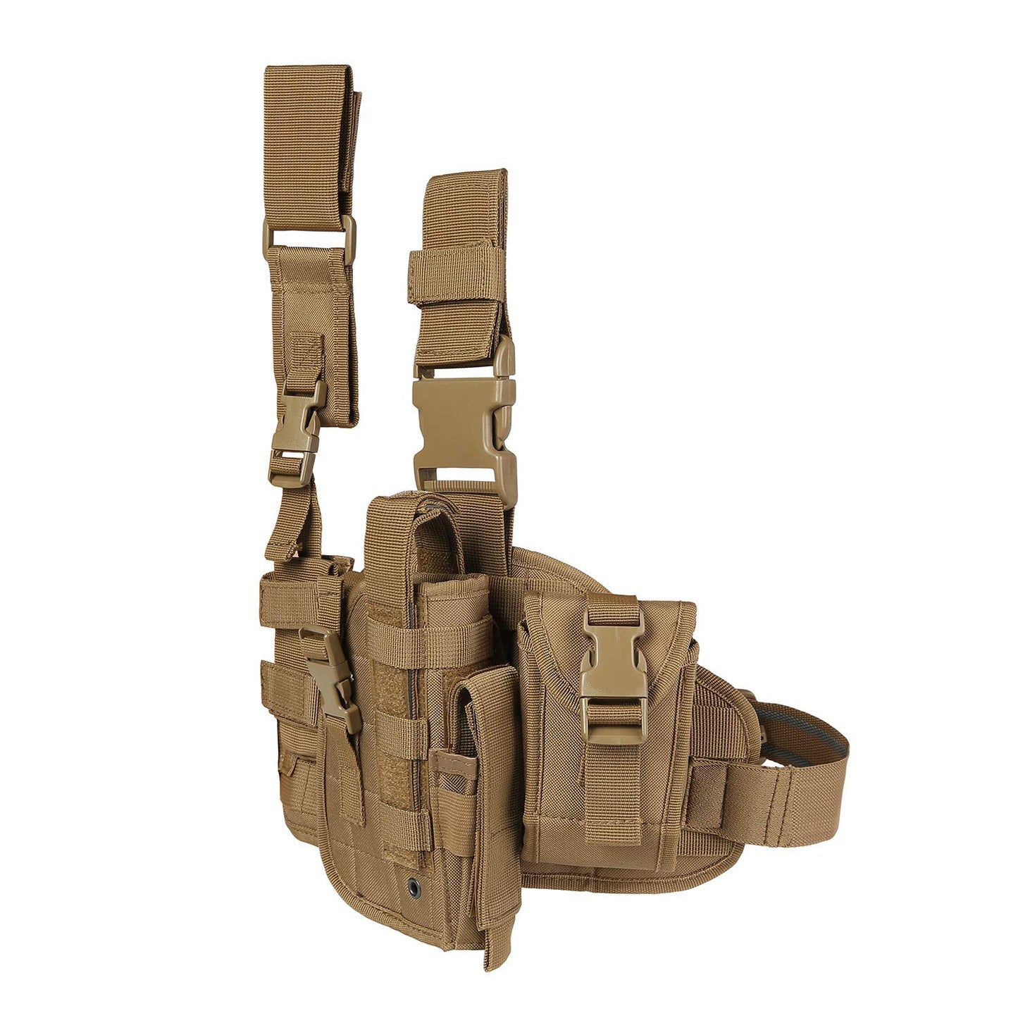 Paladins Drop Leg Holster with Magazine Pouch,Right Handed Tactical Thigh Pistol Gun Holster Leg Harness,Glock 19 Holster Tan - Opticdeals