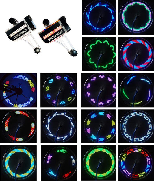 Singsinghome Bike Wheel Lights 14LED Waterproof Spoke Light Cycling Decoration Cool Bicycle Wheel Light Safety Tire Light 30 Patterns with Changing Color Auto On/Off 2 Pack - Opticdeals