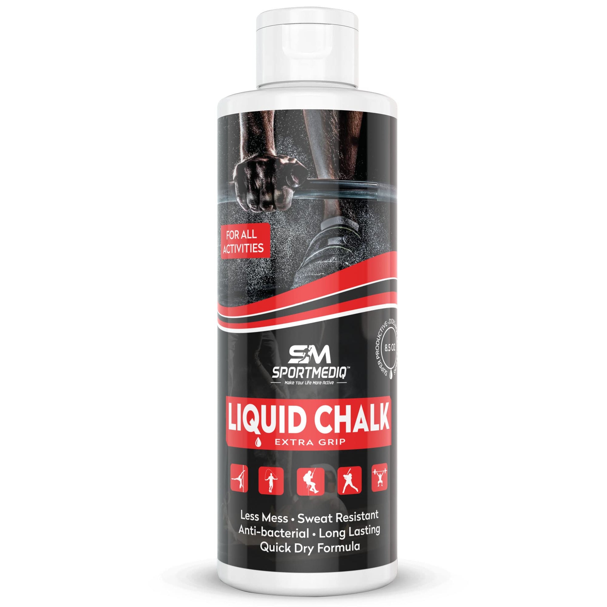 SPORTMEDIQ Pro Grade Liquid Chalk – Mess Free Professional Hand Grip for Gym, Weightlifting, Rock Climbing, Gymnastics, Rock Climbing - Dries in Seconds - 8.5 Oz - Opticdeals