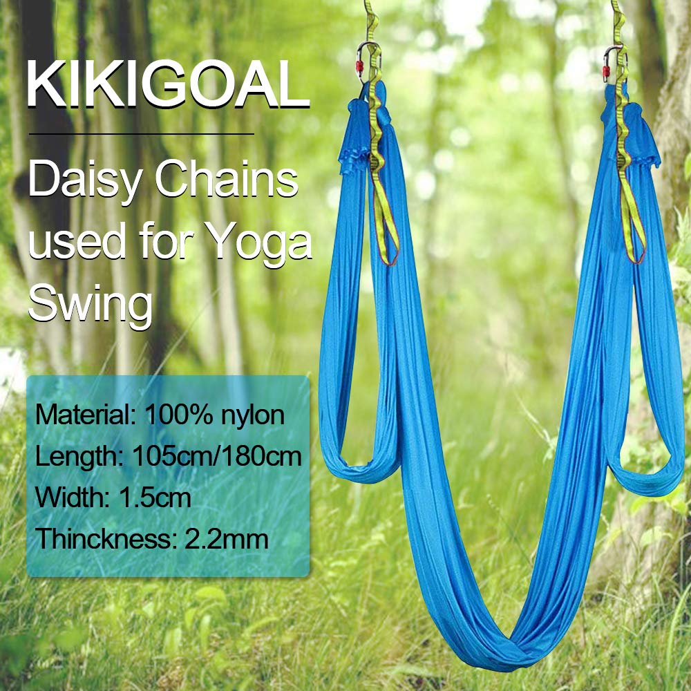 KIKIGOAL 2pcs Safety Daisy Chains Strong Climbing Strap Adjustable Nylon Strap Rope Yoga Pilates Stretching Straps (Blue, 180cm * 1.5cm/70.87"x0.59") - Opticdeals