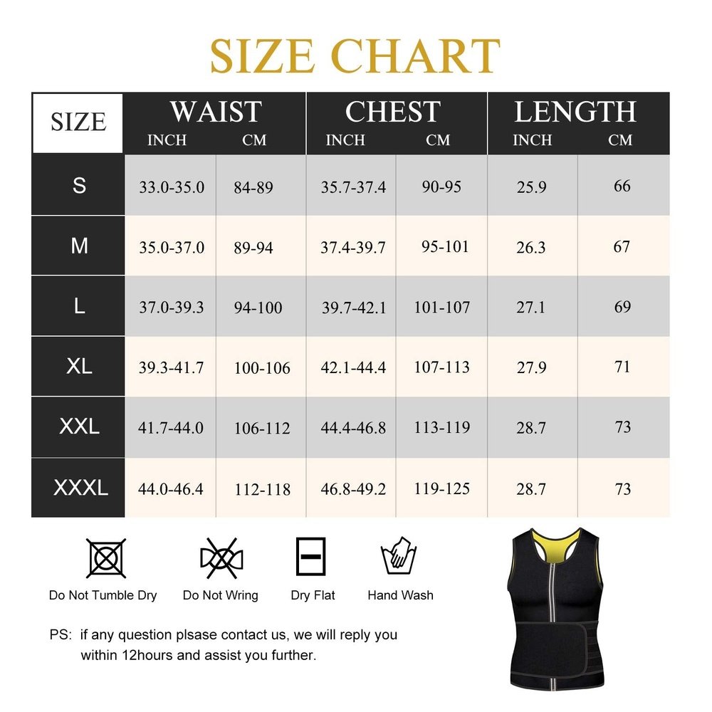 ZOME Mens Sauna Suit Waist Trainer Vest Hot Sweat Neoprene Body Shaper Tummy - Opticdeals