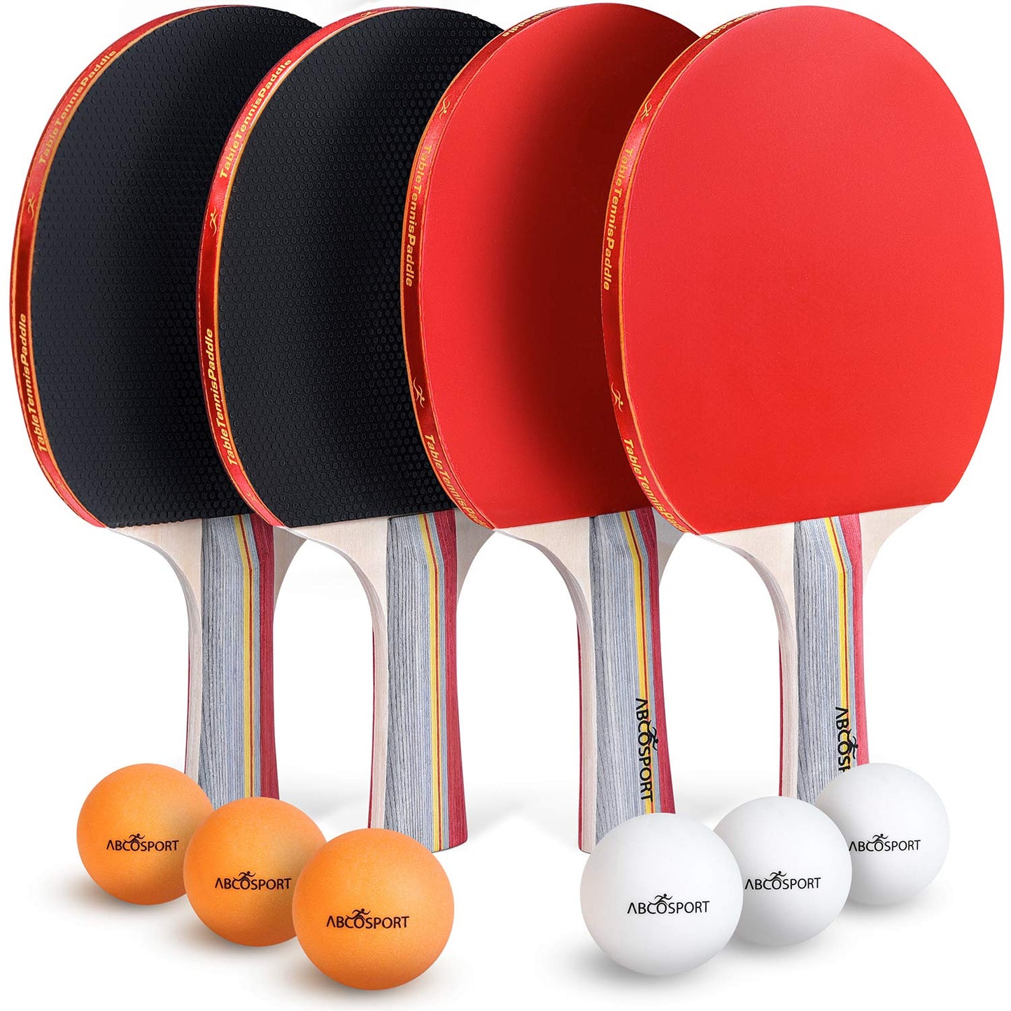 Abco Tech Table Tennis & Ping Pong Paddles and Balls Set - 4pk Table Tennis - Opticdeals