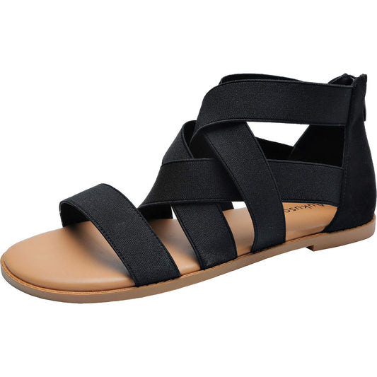 Women's Wide Width Flat Sandals - Open Toe One Band Ankle Strap Flexible Buckle - Opticdeals