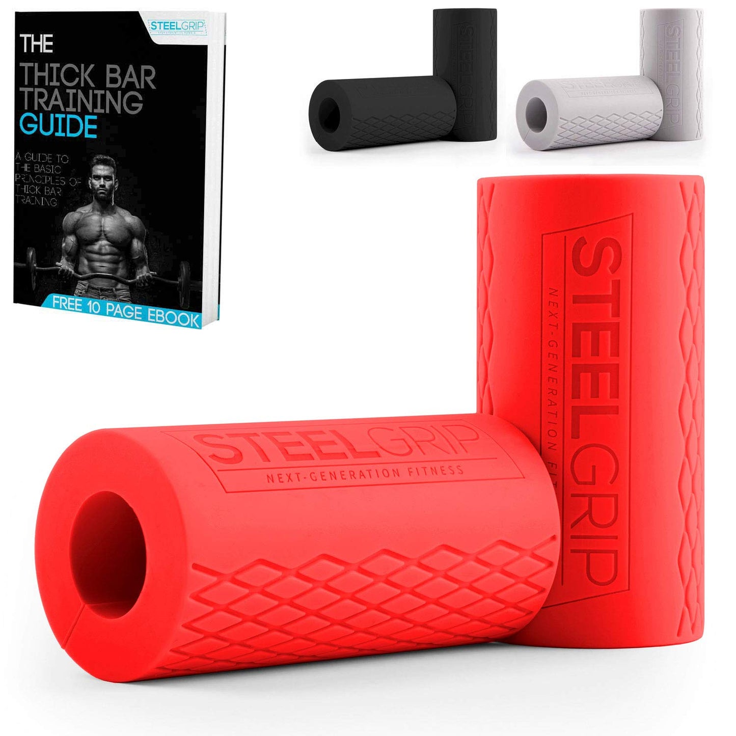 Steelgrip Thick Bar Grips for Dumbbell and Barbell, Thick Silicone Arm Blasters - Opticdeals