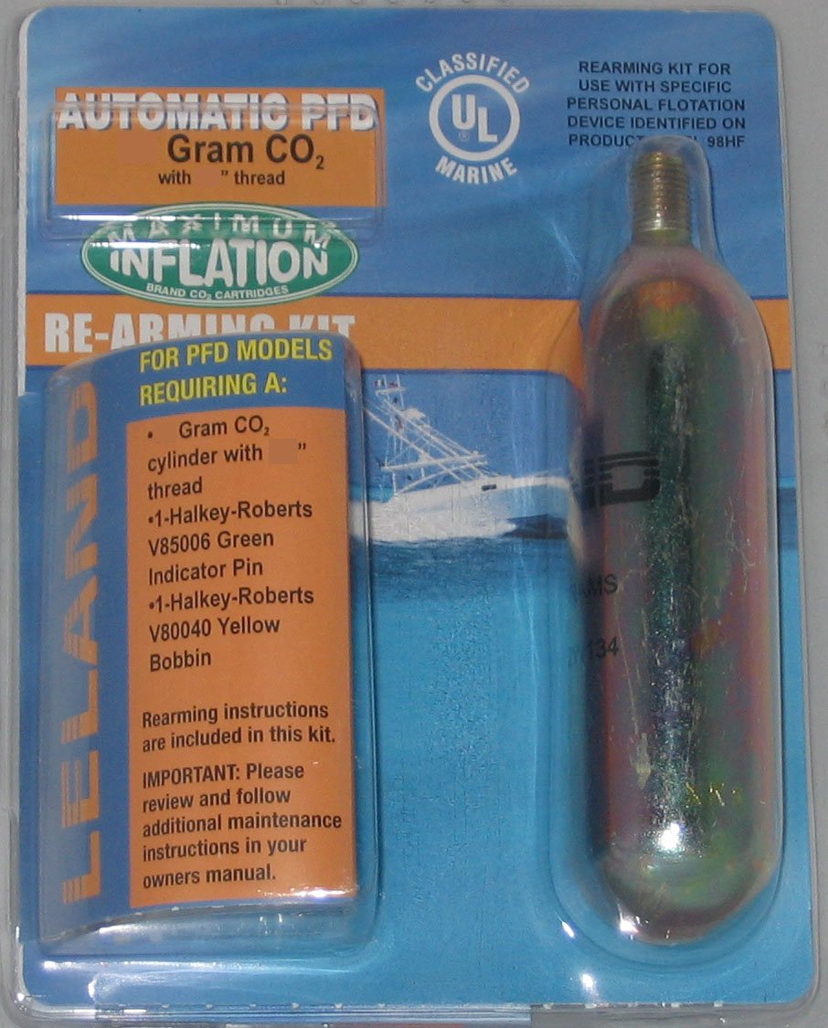 Leland Inflatable PFD Rearming Kit-V85000 Automatic, 38 Gram CO2, 3/8", - Opticdeals