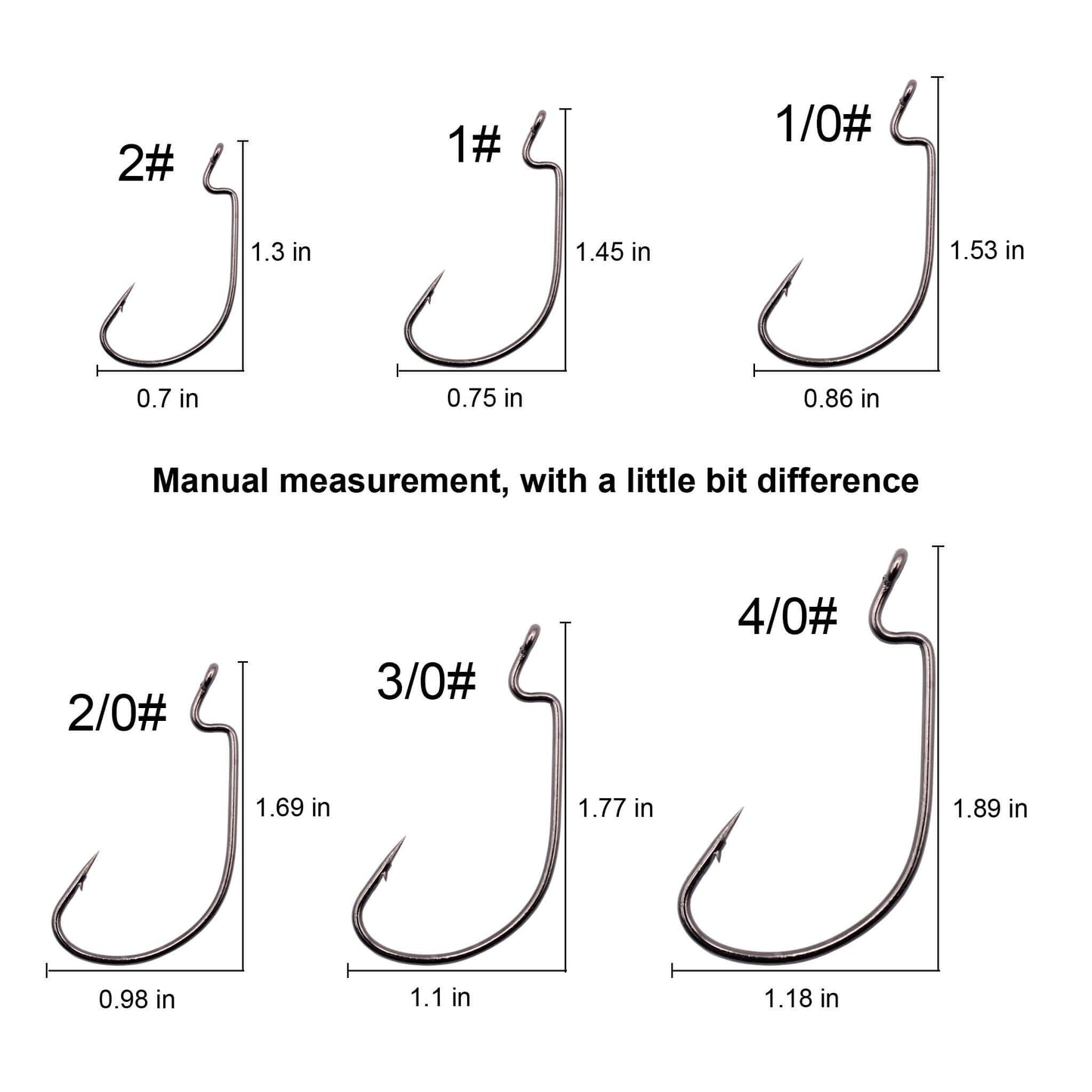 120PCS Worm Fishing Hooks High Carbon Steel Wide Gap JIG Hooks for Saltwater Freshwater with Plastic Box Packaging 2# 1# 1/0# 2/0# 3/0# 4/0# Total 6 Size (Black) - Opticdeals