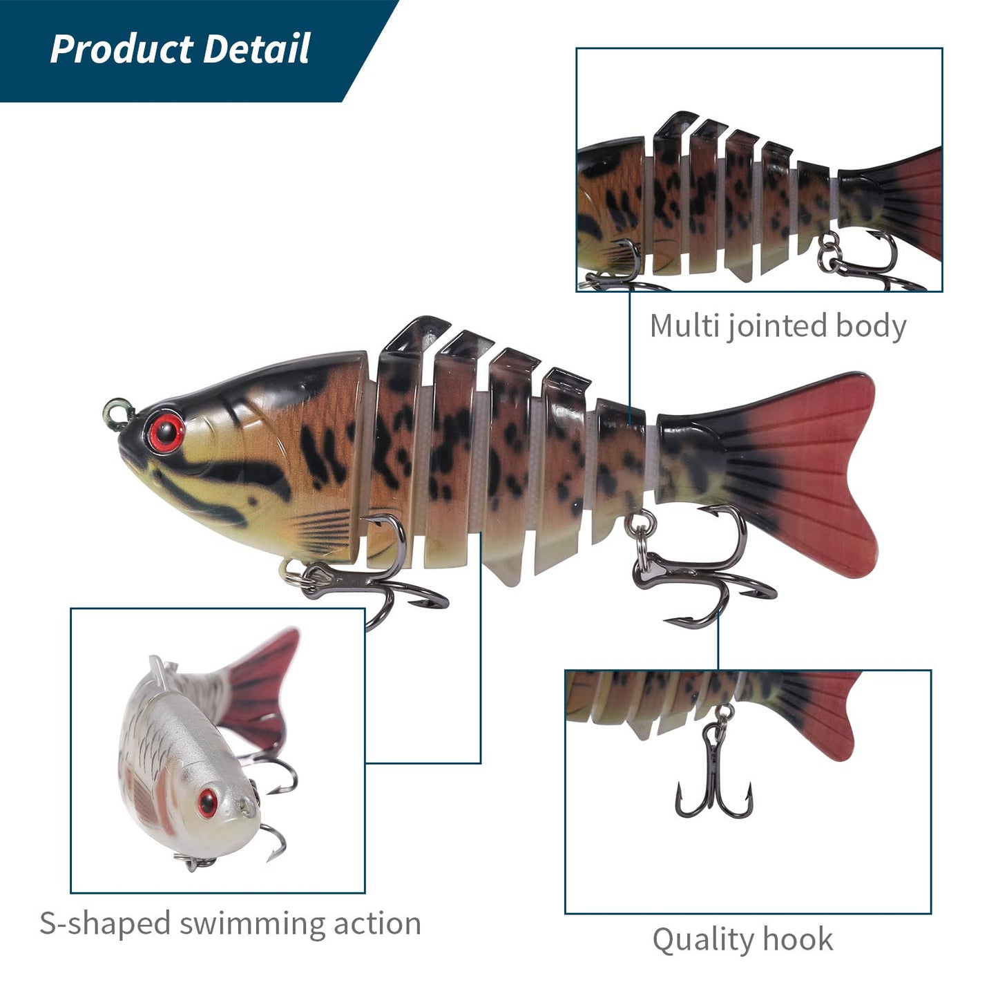 5 Pcs Bionic Fishing Lures - Multi Jointed Fish Lures - Suitable for Salt & - Opticdeals