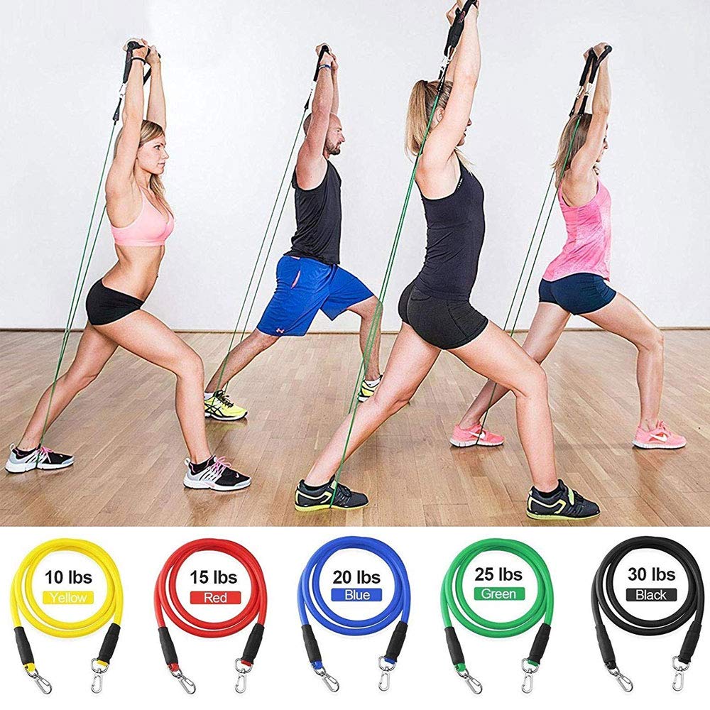 Resistance Bands Set 11pcs 100lbs of Total Weight Resistance - Opticdeals