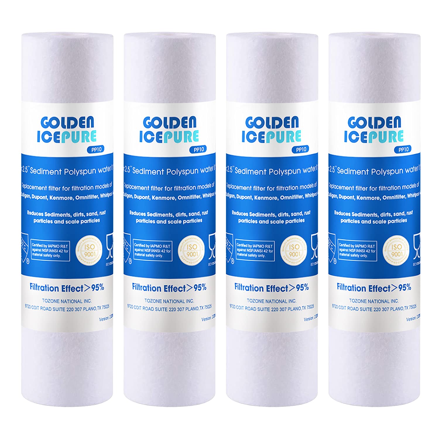 GOLDEN ICEPURE 5 Micron 10" x 2.5"  Water Filter Replacement Unit 4PACK - Opticdeals