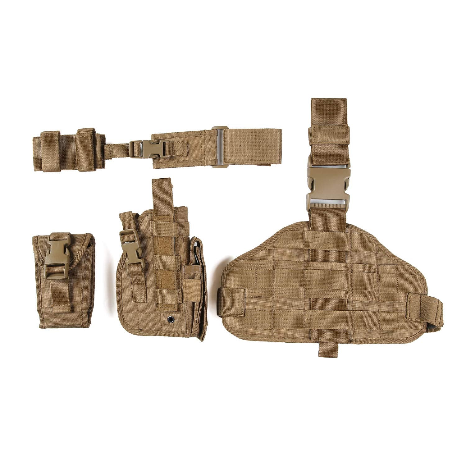 Paladins Drop Leg Holster with Magazine Pouch,Right Handed Tactical Thigh Pistol Gun Holster Leg Harness,Glock 19 Holster Tan - Opticdeals