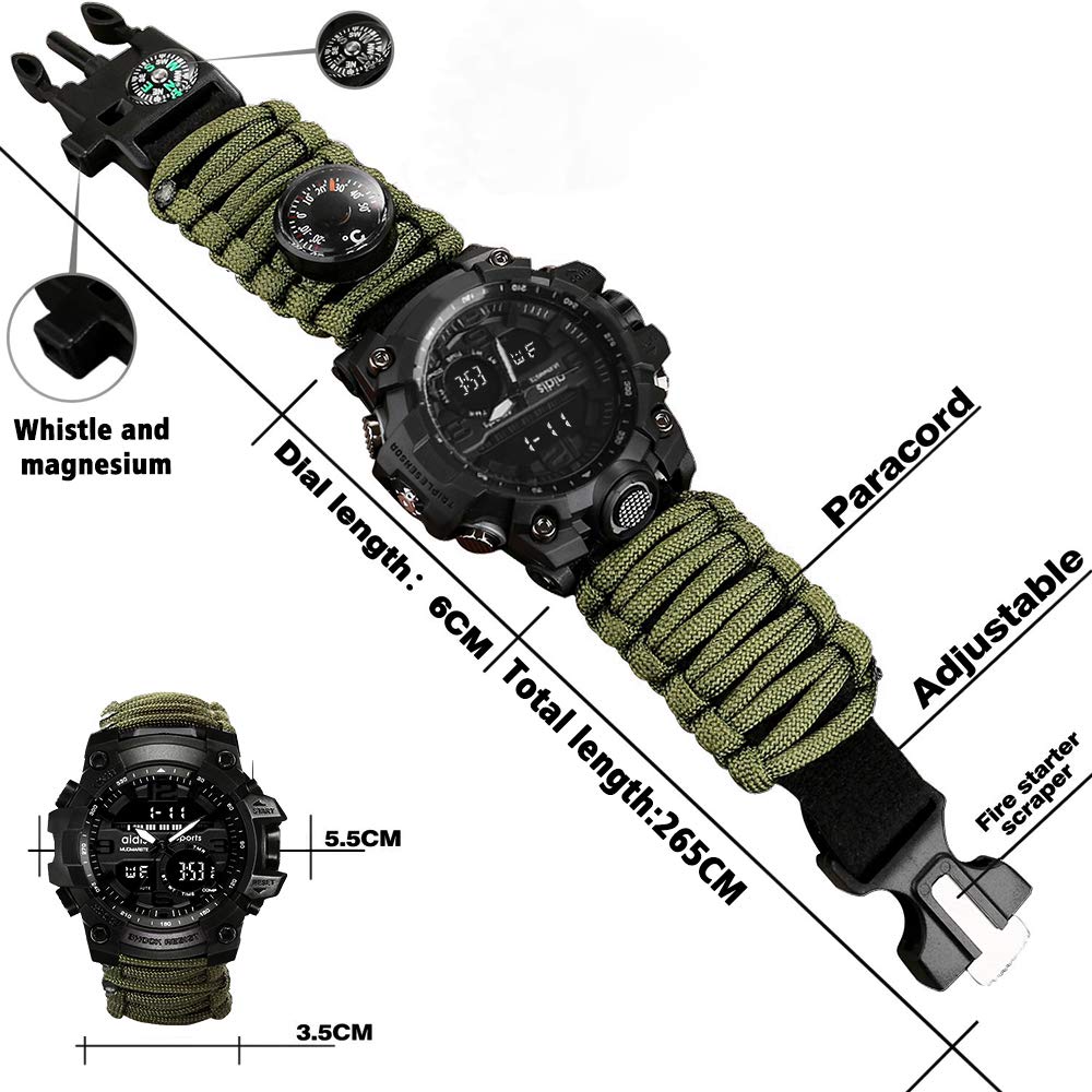 Vikano Gifts for Men Dad Husband Fathers Day, Survival Bracelet Watch, Men & - Opticdeals