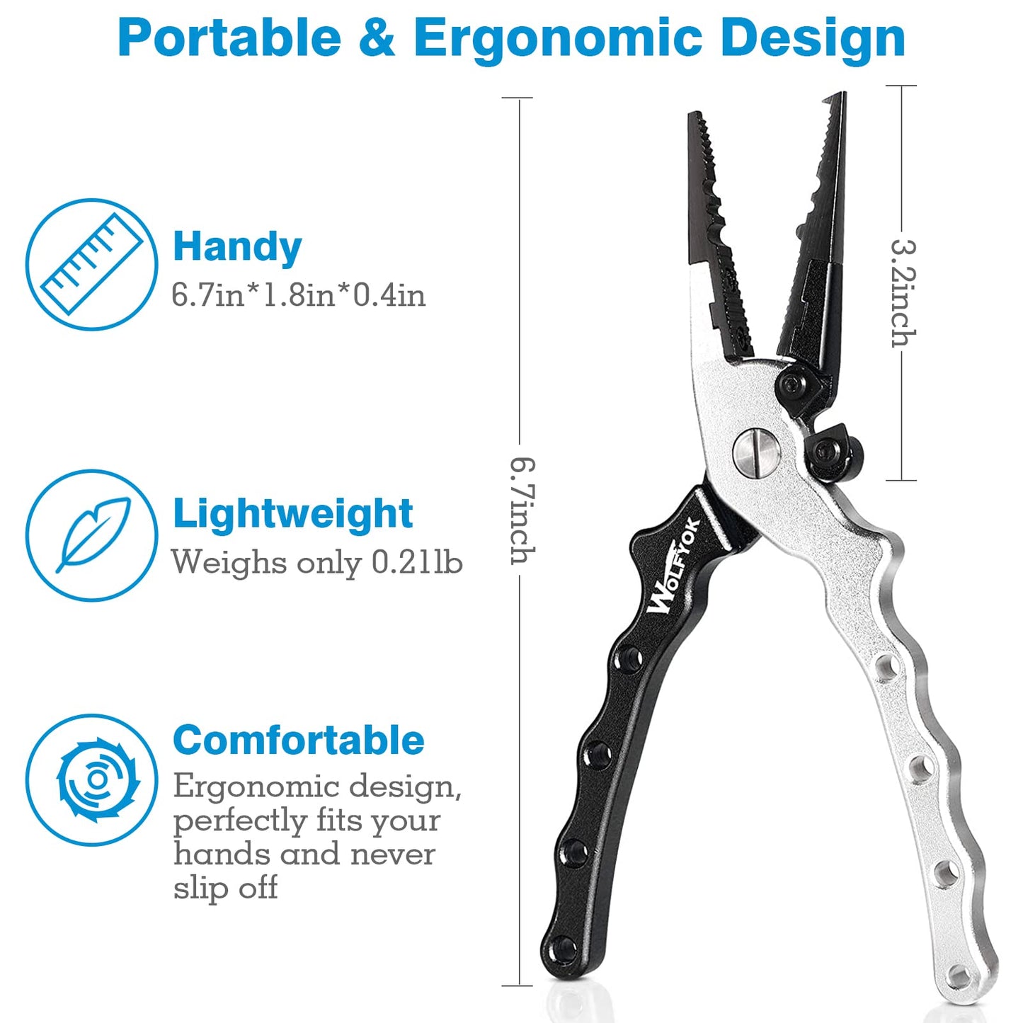 Bronze Times Aluminum Fishing Pliers Saltwater, Split Ring Pliers Fishing Hook Remover, Stainless Steel Fishing Line Cutters, Fishing Multitool with Sheath and Lanyard - Opticdeals