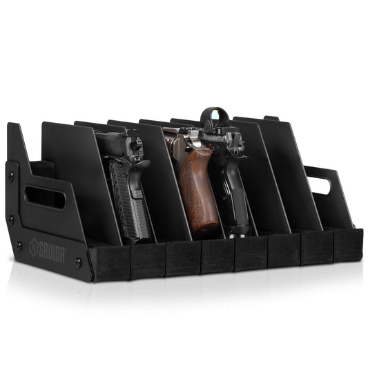 Savior Equipment Gun Pistol Revolver Firearm Handgun Rack Stand, Fit 8 of Most Long-Barreled Pistols, Cushioned Foam to Protect, Gun Safe Cabinet Storage Organizer Accessories - Opticdeals