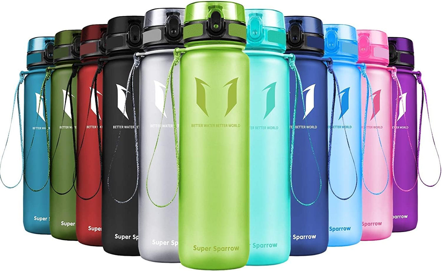 Super Sparrow Water Bottle - 12 oz  Green BPA & Toxic Free Tritan Water Bottles - One Touch Opening - Leak-proof Plastic Bottle - Kids Water Bottle for Office, Gym, Outdoor, Sports - Opticdeals