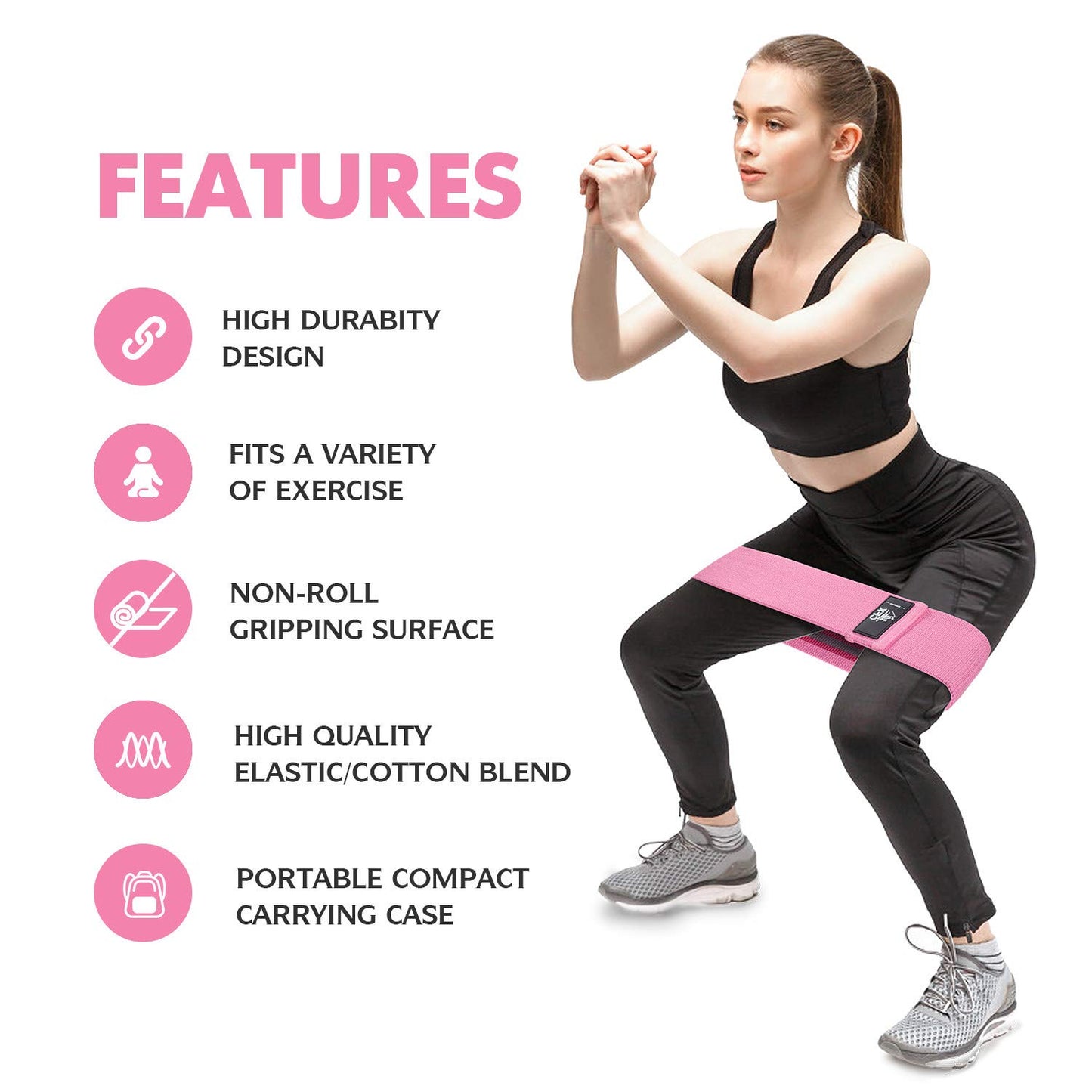 Resistance Bands Set  Exercise Bands with Non-Slip Design for Hips & Glutes - Opticdeals