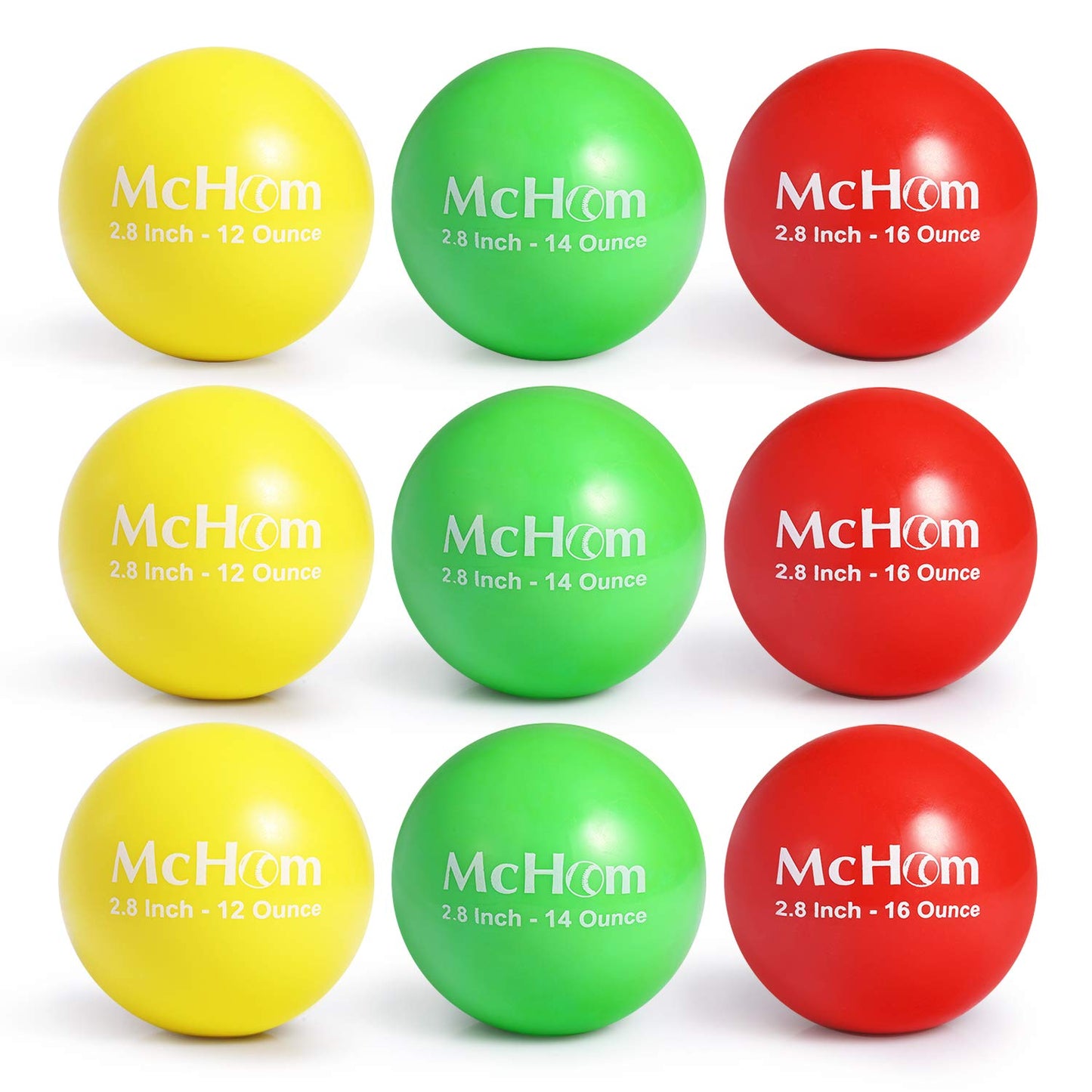 McHom 2.8in Weighted Practice Baseballs  9-Pack  OF 12, 14 and 16 oz Balls | - Opticdeals