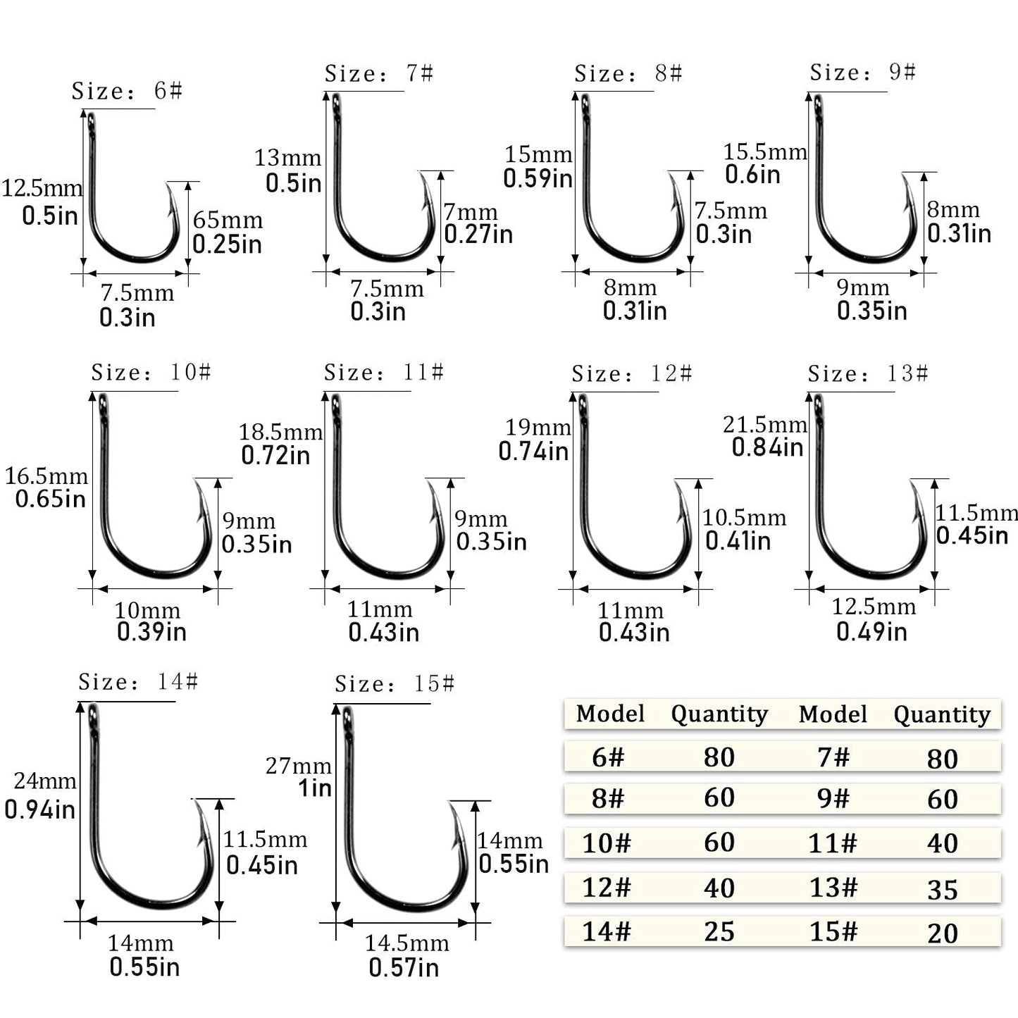 QualyQualy 500-1000pcs Carbon Steel Fishing Hooks W/Portable Plastic Box, Assorted Small Fishing Hooks Set for Freshwater/Seawater - Opticdeals