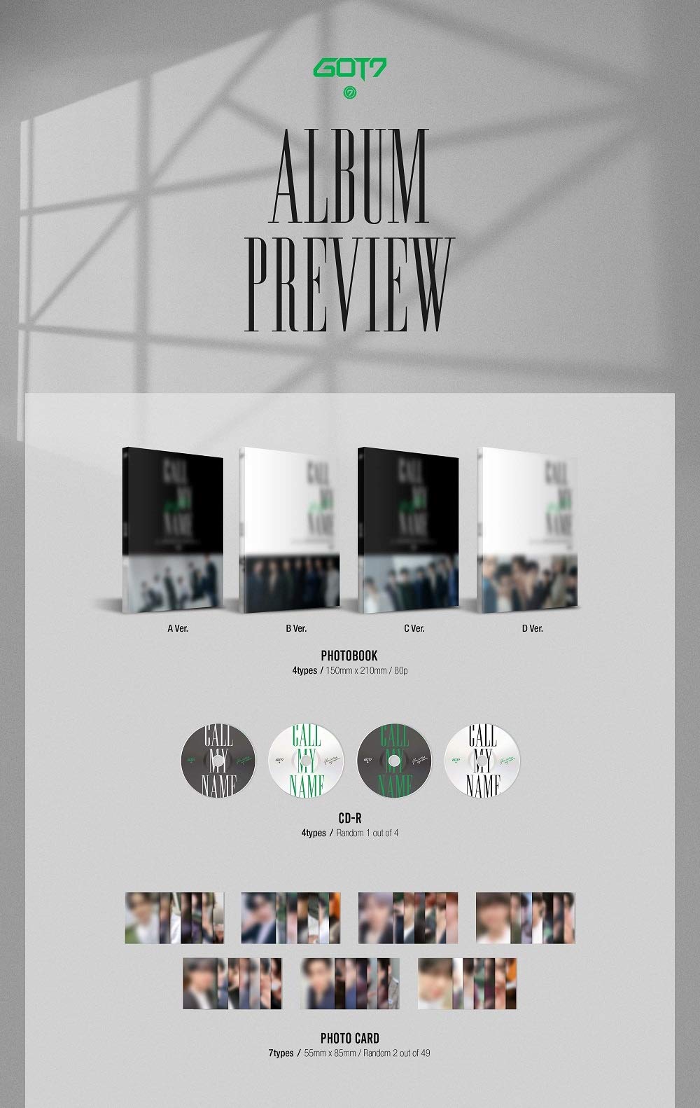 JYP GOT7 - Call My Name [Random ver.] Album+Folded Poster+Double Side Extra Photocards Set - Opticdeals