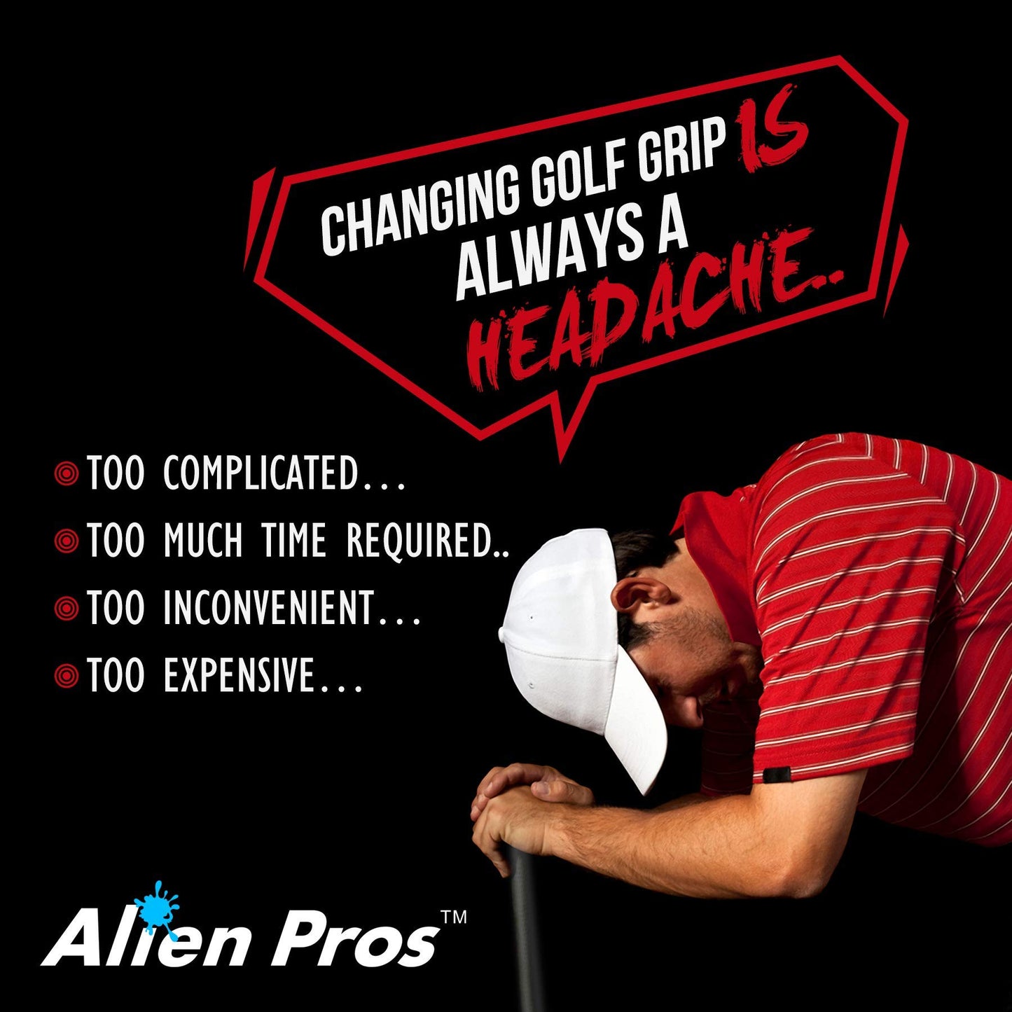 ALIEN PROS Golf Grip Wrapping Tapes (24-Pack) - Innovative Golf Club Grip Solution - Enjoy a Fresh New Grip Feel in Less Than 1 Minute (24-Pack, Black Puzzles) - Opticdeals