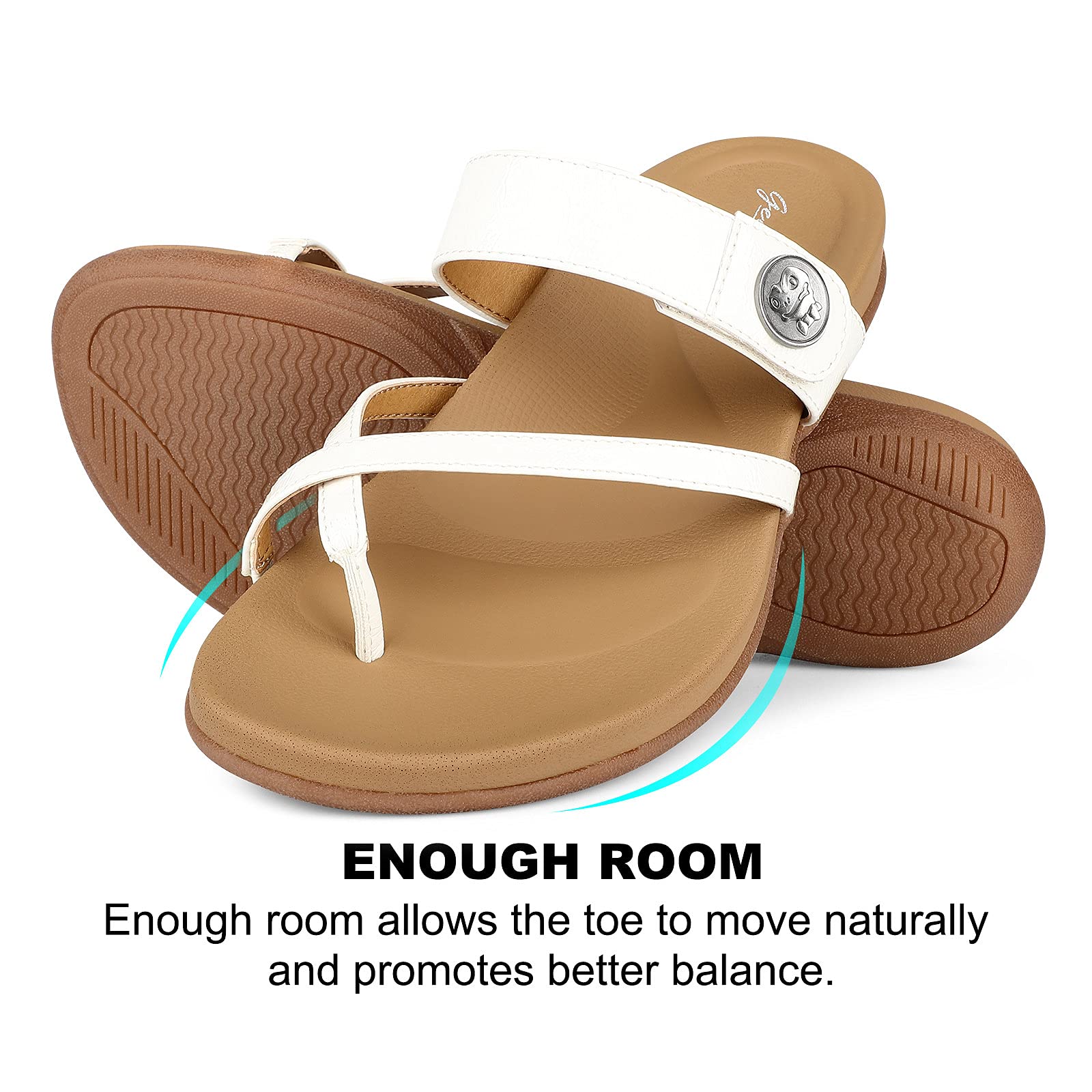 Women's Slide Sandals with Arch Support, Anti-Slip Slippers with Rubber Sole, - Opticdeals