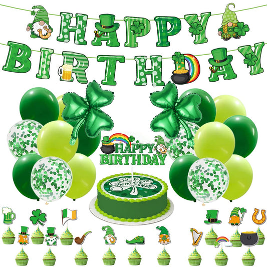 St Patrick's Day Birthday Party Decorations Happy Birthday Banner Balloons St. - Opticdeals