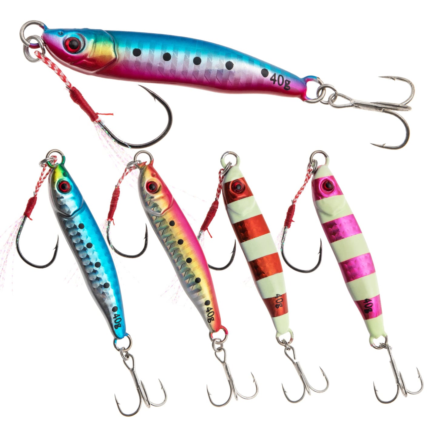 5pcs Jigs Fishing Lures, Metal Spoons,Fishing Spoons Lures for Saltwater - Opticdeals