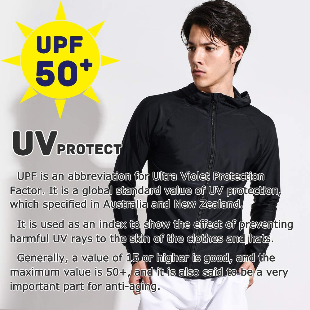 Actleis Men's Long Sleeve Zip Rash Guard, UPF50+ UV Sun Protection Quick Dry Swimming Running Fising Shirts M Black - Opticdeals