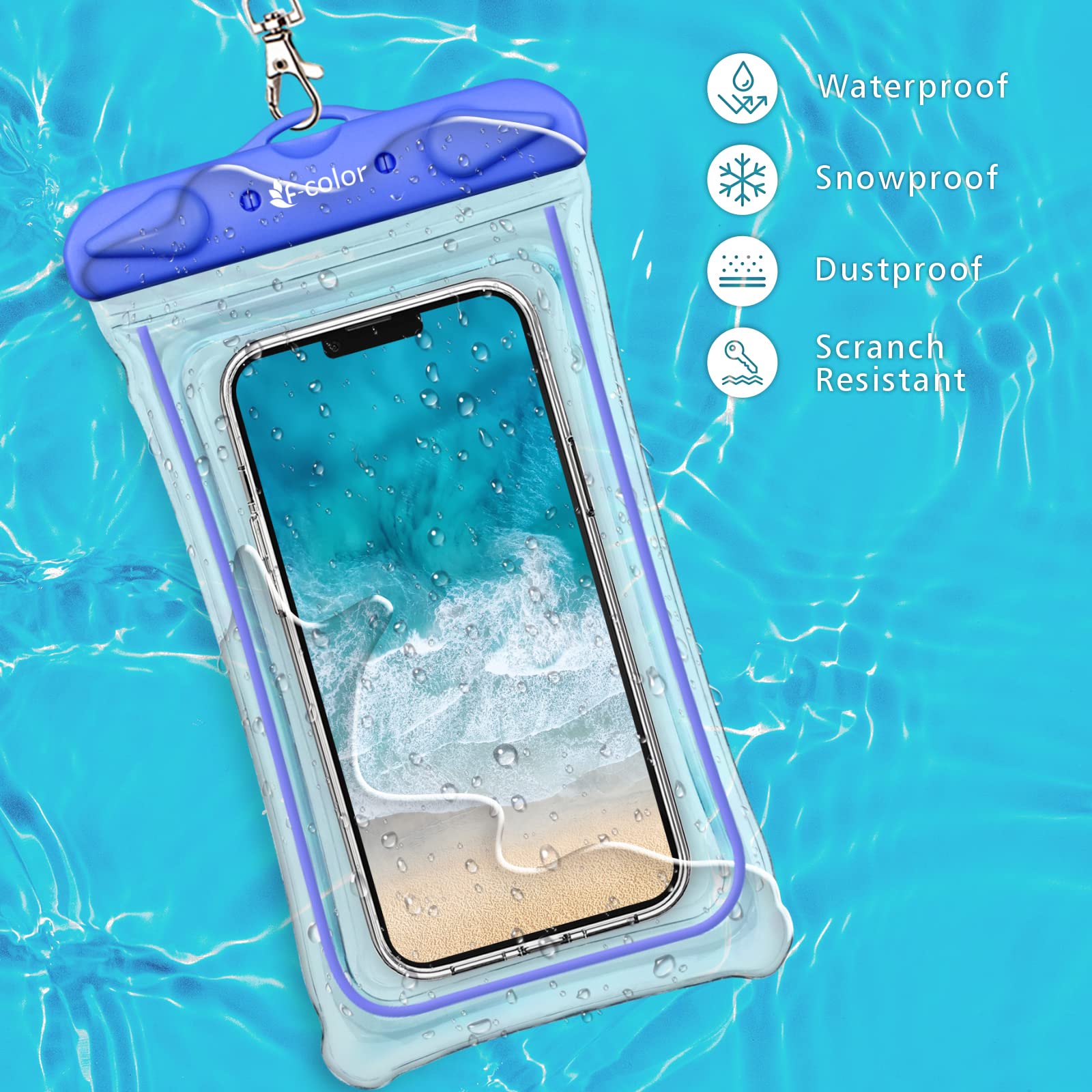 Waterproof Phone Case Pouches 4 Pack - Waterproof Phone Cases - Phone Water Protector Pouch for iPhone 14 13 12 Pro Samsung Galaxy up to 7.2", IPX8 Dry Bag for Underwater,Beach,Surfing,Snorkeling,Boating - Opticdeals