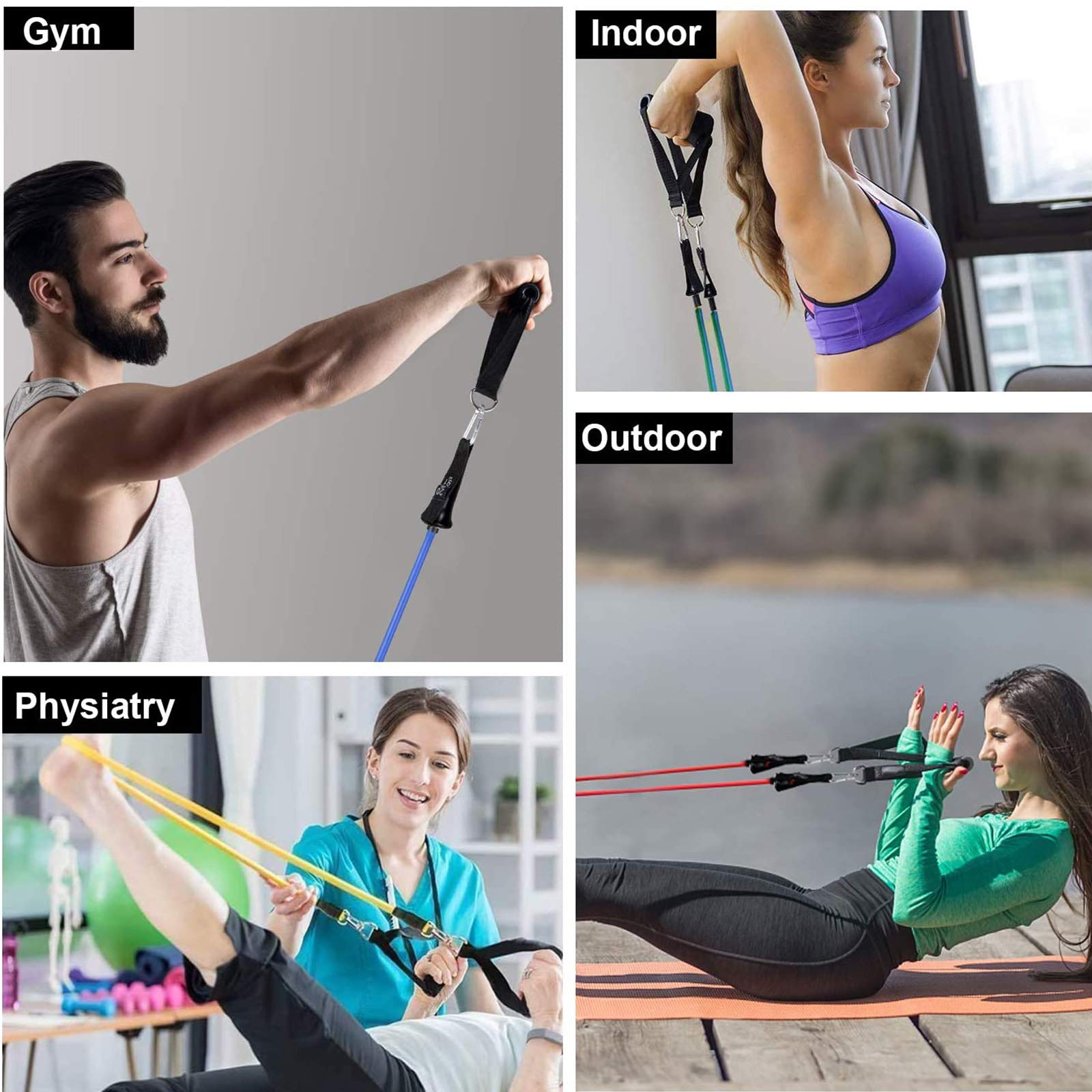 Resistance Bands Set Exercise with Handles - Workout Resistance Bands Set - Opticdeals