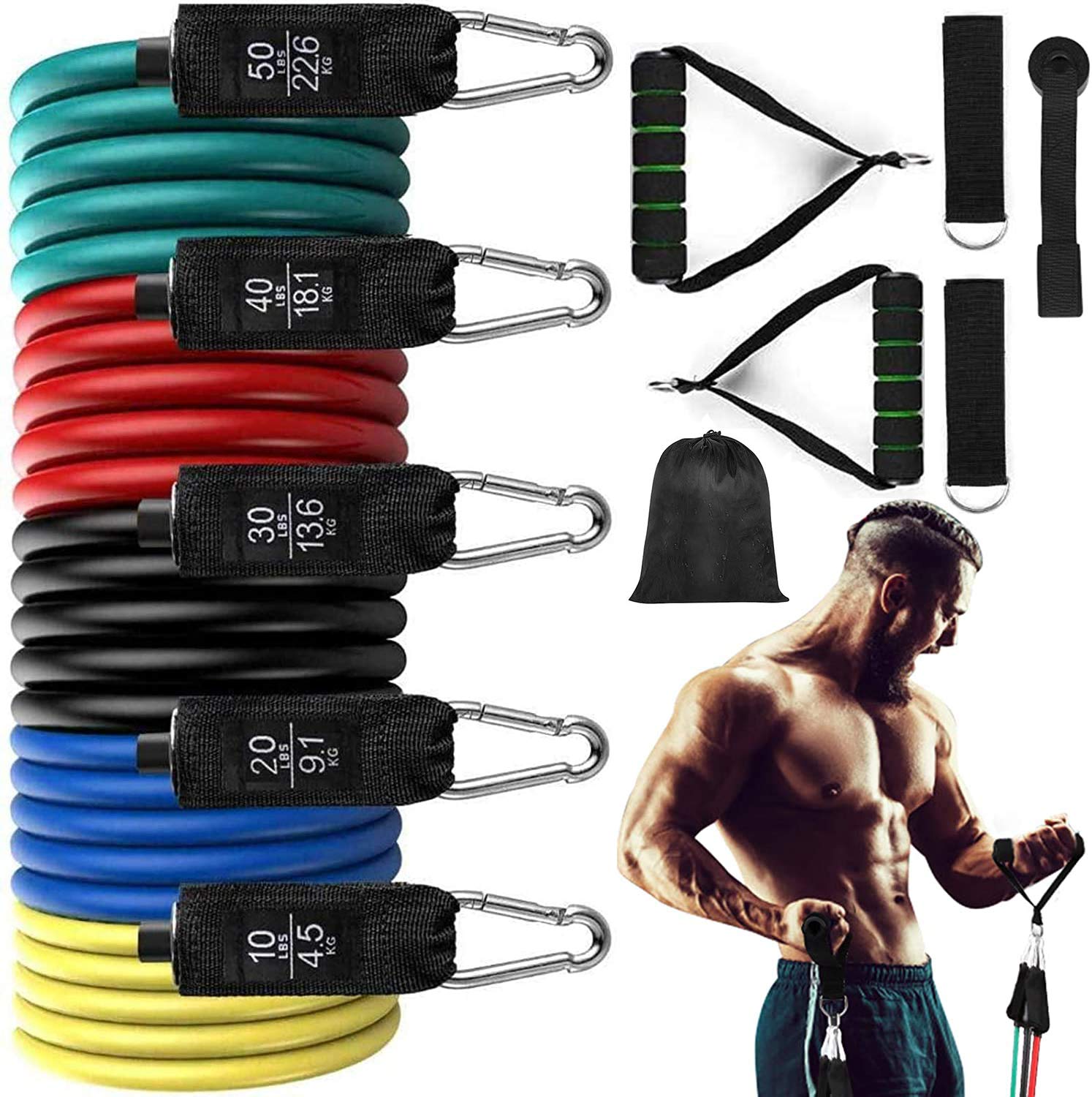 Resistance Bands Set Exercise with Handles - Workout Resistance Bands Set - Opticdeals