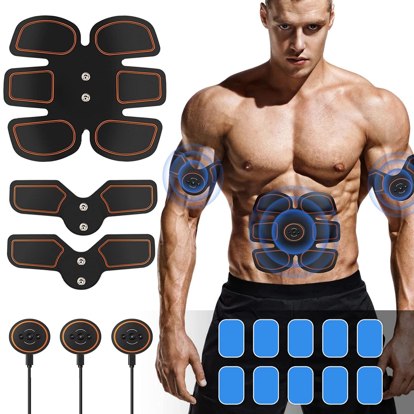 Abs Stimulator, ROKOO Body Muscle Trainer Portable USB Charging ABS Muscle - Opticdeals