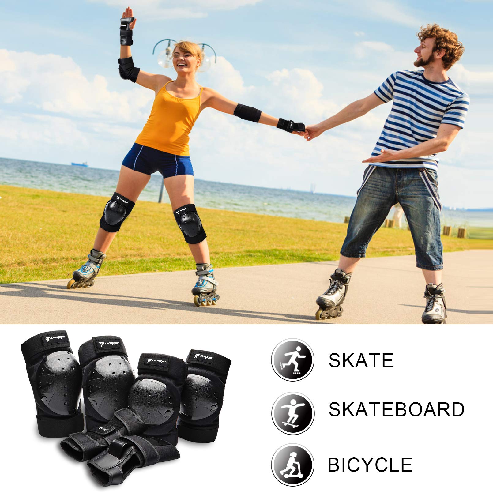 Knee Pads for Youth,Teens Knee Elbow Pads Wrist Guards Protective Gear Set for - Opticdeals