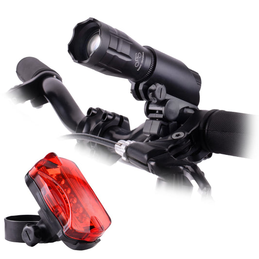 Team Obsidian: Bike Lights Set - Battery Powered - Super Bright Front and Back LED Lights for Your Bicycle - Easy to Mount Bike Headlight and Tail Light for Night Riding - Opticdeals