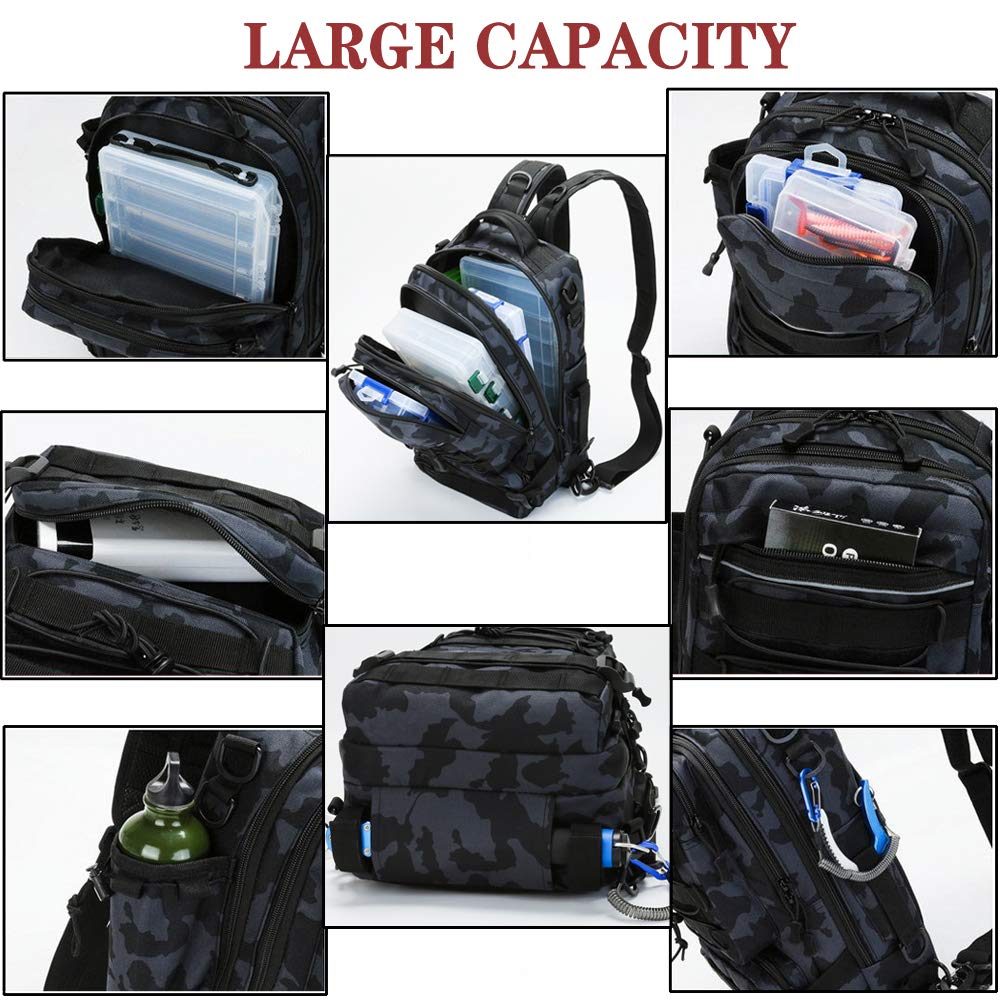 Fishing Tackle Backpack Storage Bag (Standard 14.5 * 9 * 5.5 inch Black - Opticdeals