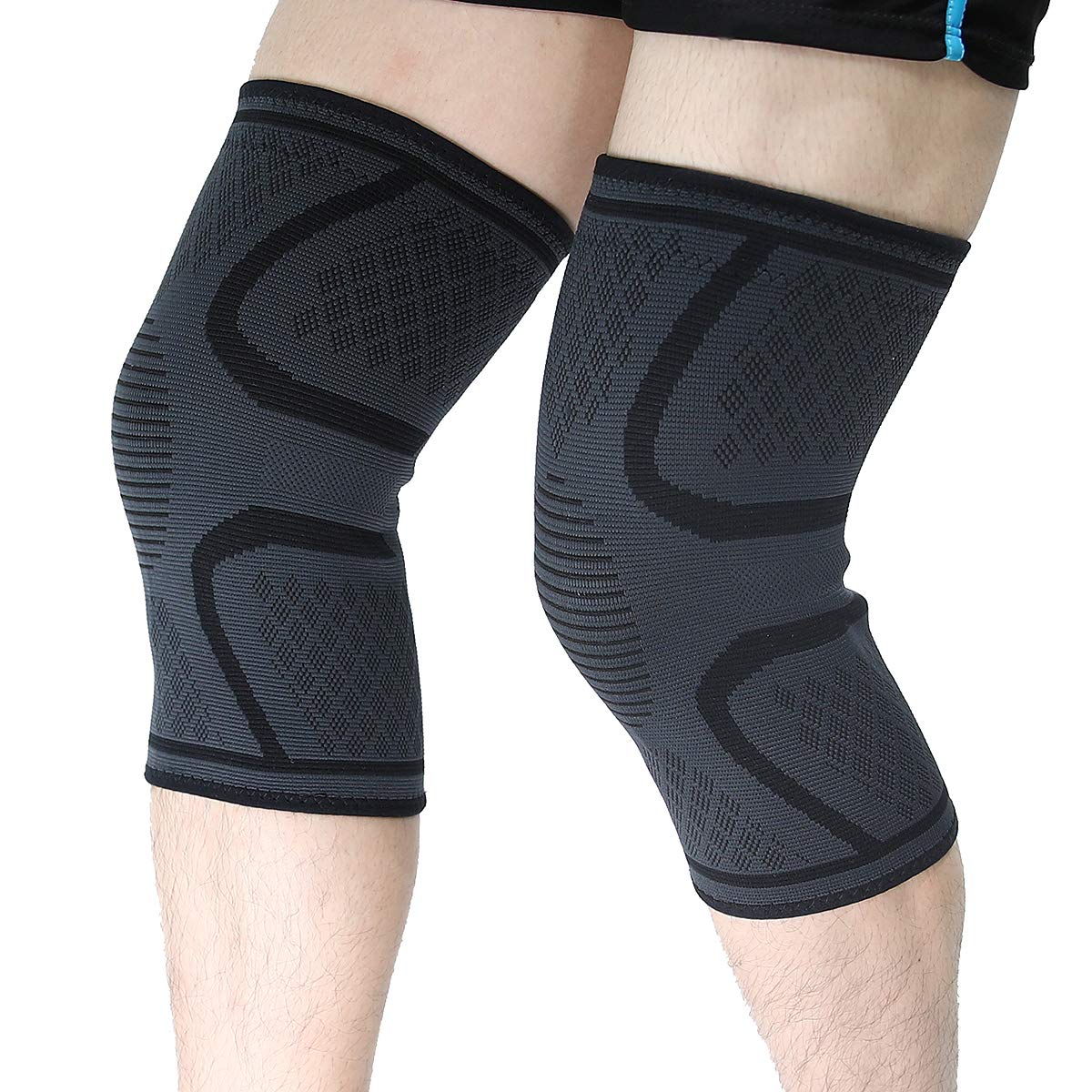 2Pack Knee brace compression sleeve  Sz L support ,meniscus tear patella stabilizer arthritis pain relieve knee pain mcl,acl for Men and Women, Working out Runners,Squats,Weightlifting,Hiking,Volleyball - Opticdeals