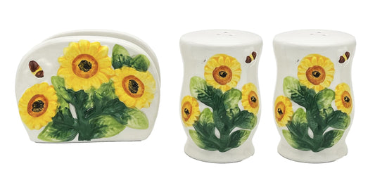 Tuscany 3D Sunflower Napkin Holder, Salt and Pepper Set - Opticdeals