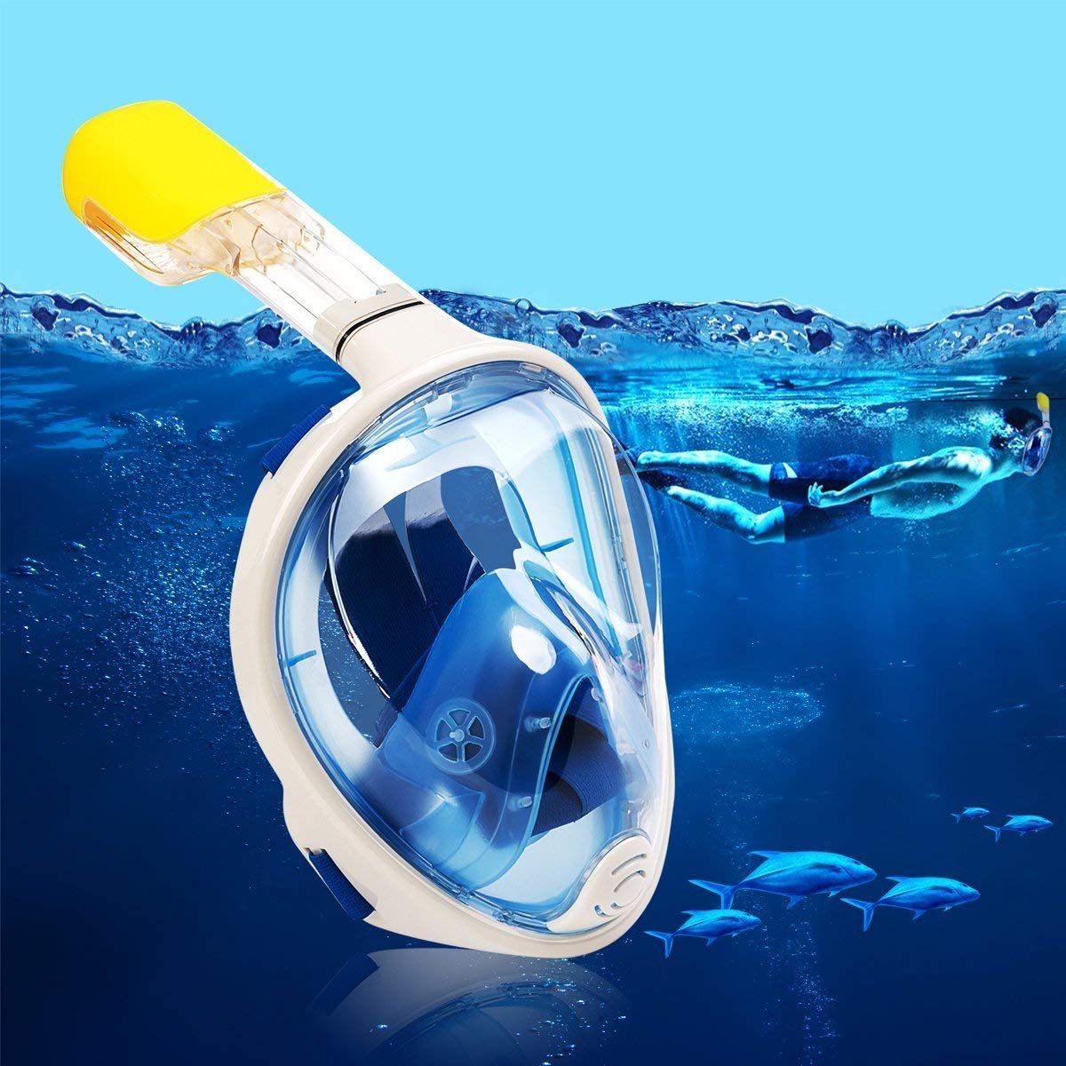 Elly Sily Snorkel Mask Detachable180°Panoramic View Free Breathing Full Face Snorkeling Mask with Detachable for GoPro Mount - Opticdeals