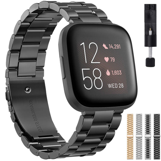 Replacement  Band  Silver & Black For Fitbit Versa 2 / Versa / Versa Lite - Opticdeals