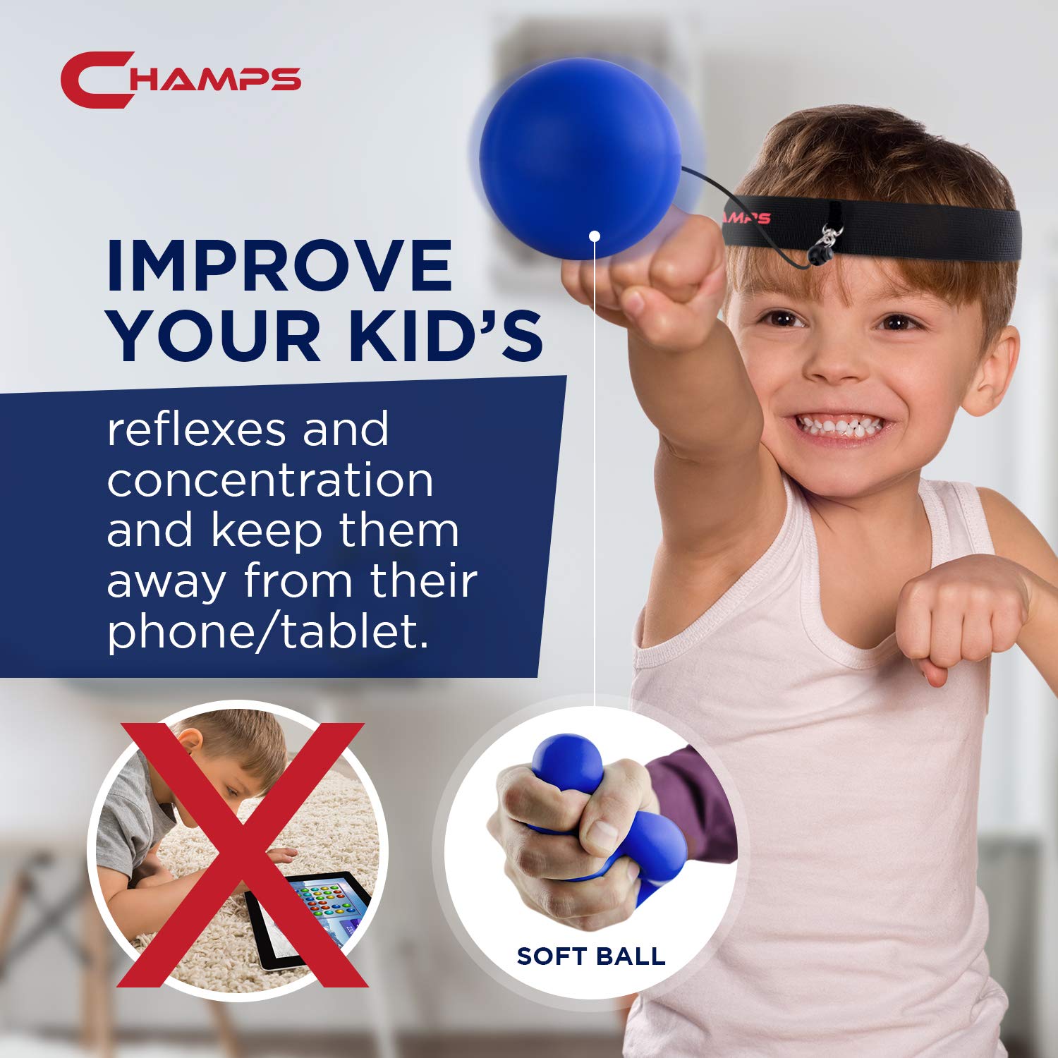 CHAMPS MMA Boxing Reflex Ball -Improve Reaction Speed and Hand Eye Coordination - Opticdeals