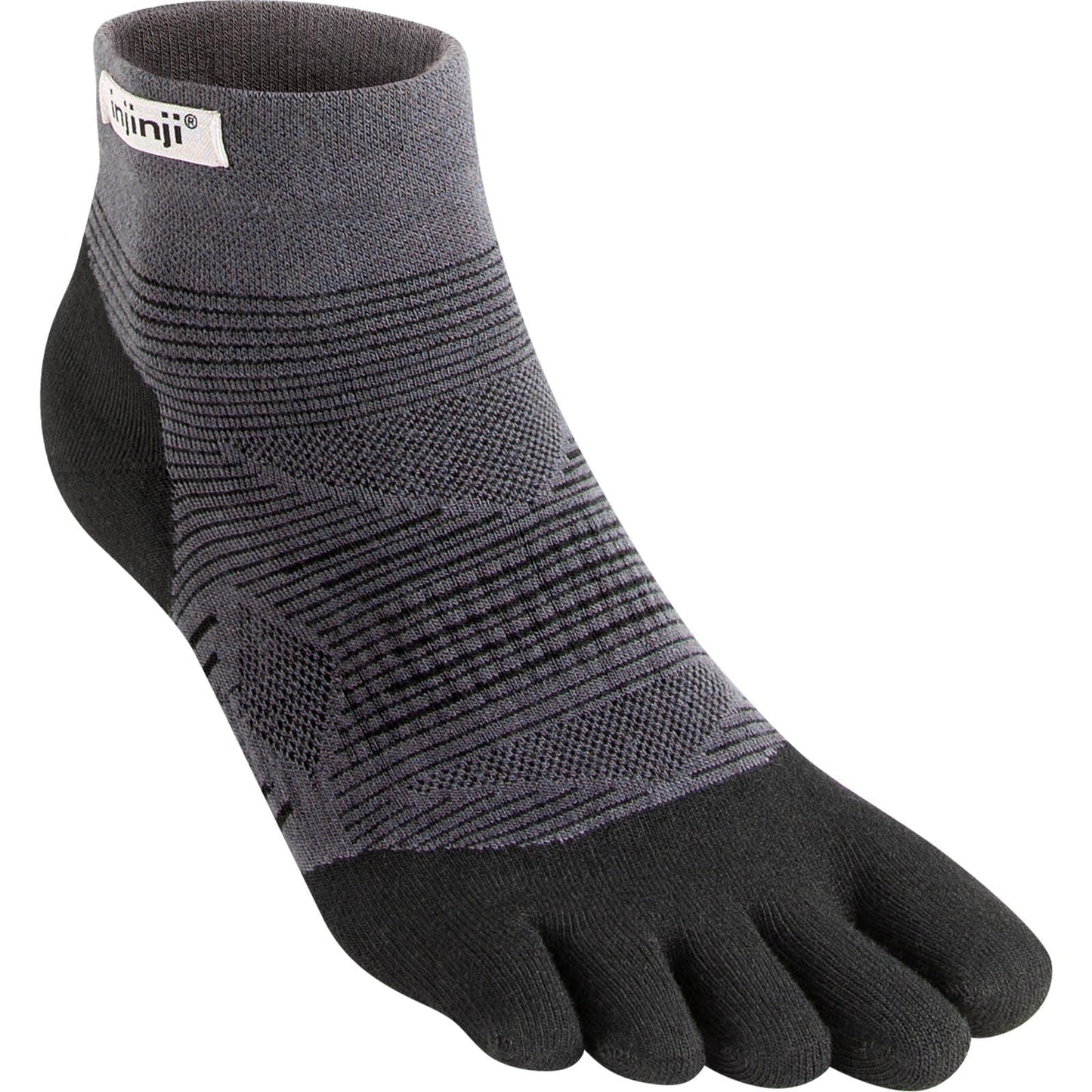 Injinji 2.0 Men's Run Lightweight Mini Crew Toesocks, Black, Medium - Opticdeals