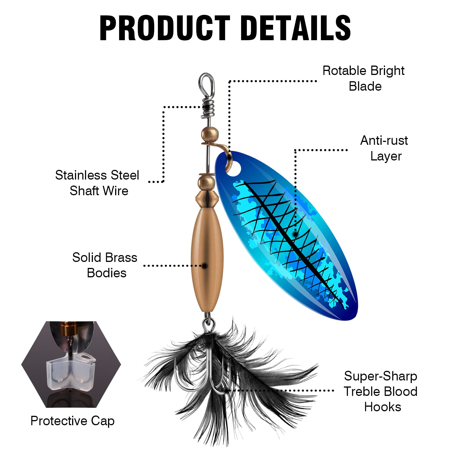 Fishing Spinnerbaits Bass Lures, Original Rooster Tail Spinner Lure, Spinning - Opticdeals