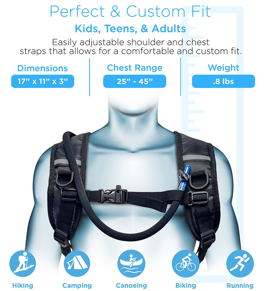 Aduro Sport Hydration Backpack [Hydro-Pro], 1.5L / 2L / 3L BPA Free Water - Opticdeals