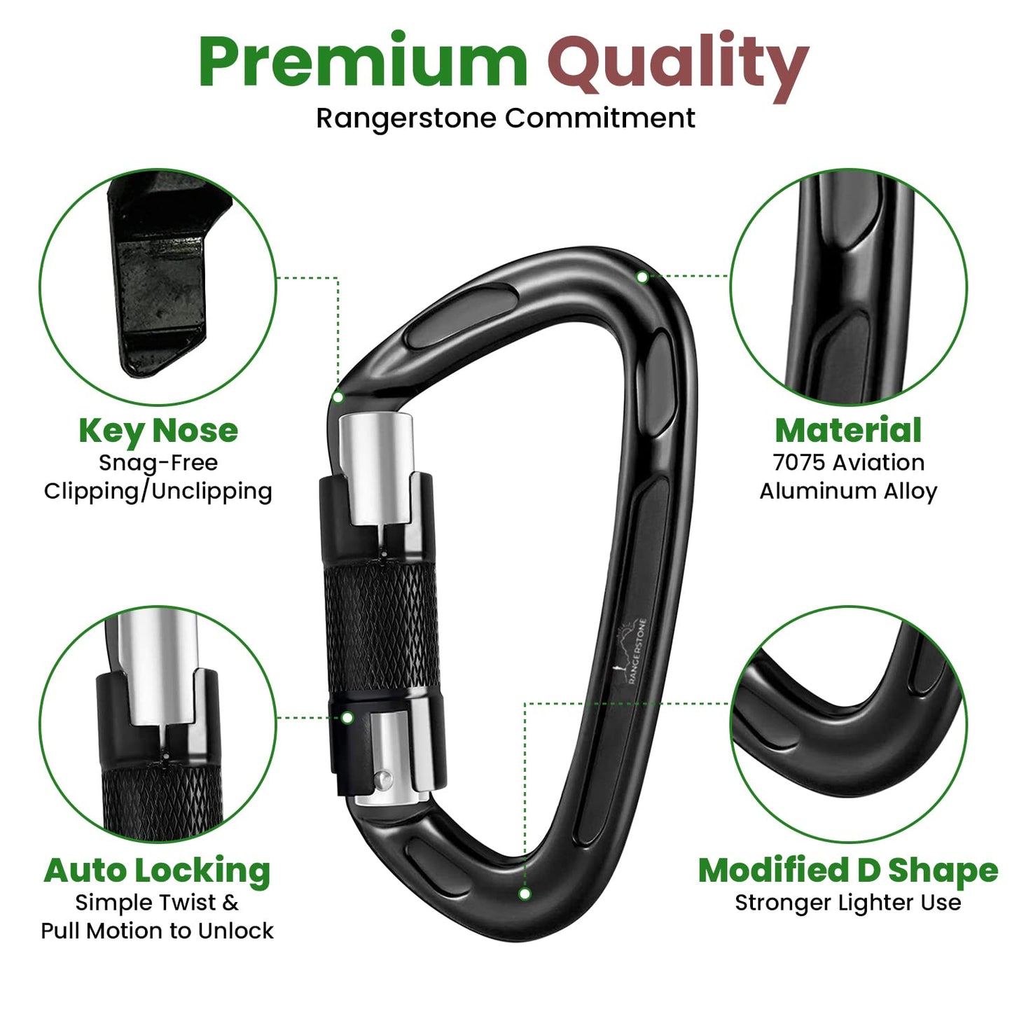 Carabiner for Climbing  Reliable and Heavy-Duty Locking Carabiner  2 Packs OF 3 - Opticdeals