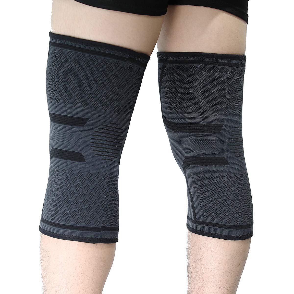 2Pack Knee brace compression sleeve  Sz L support ,meniscus tear patella stabilizer arthritis pain relieve knee pain mcl,acl for Men and Women, Working out Runners,Squats,Weightlifting,Hiking,Volleyball - Opticdeals