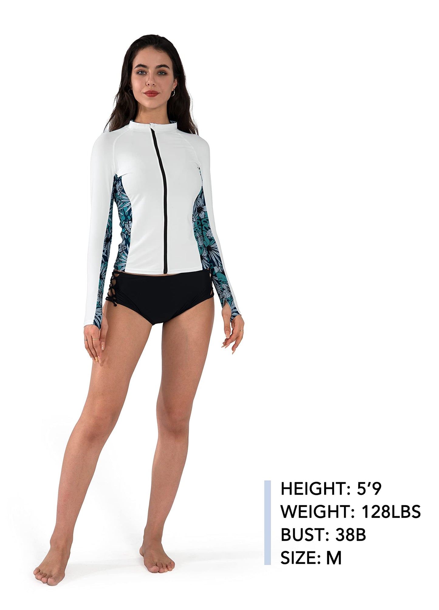 Actleis Women's Long Sleeve Rash Guard   Swim Shirt X-Small White/Flower BlueUPF 50+ UV Sun Protection - Opticdeals