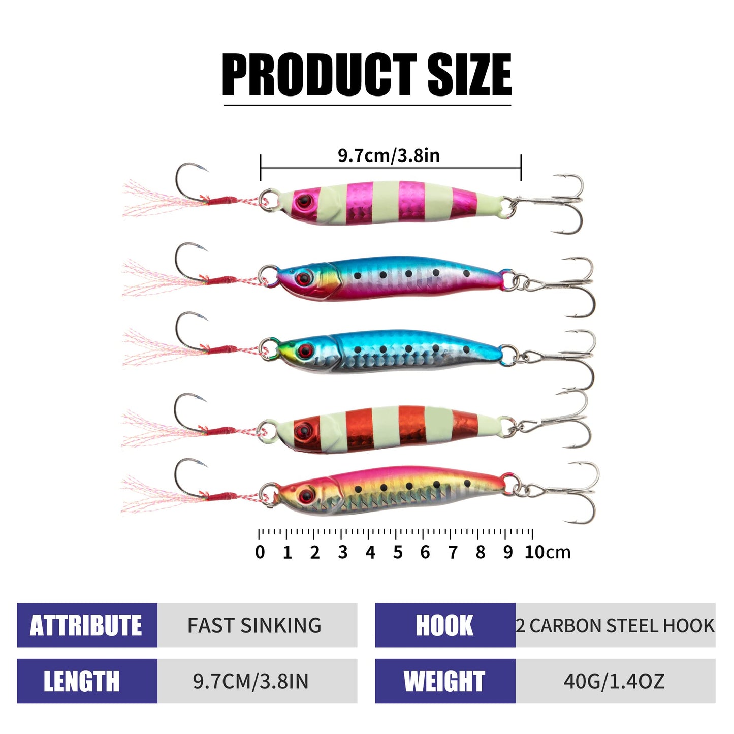 5pcs Jigs Fishing Lures, Metal Spoons,Fishing Spoons Lures for Saltwater - Opticdeals